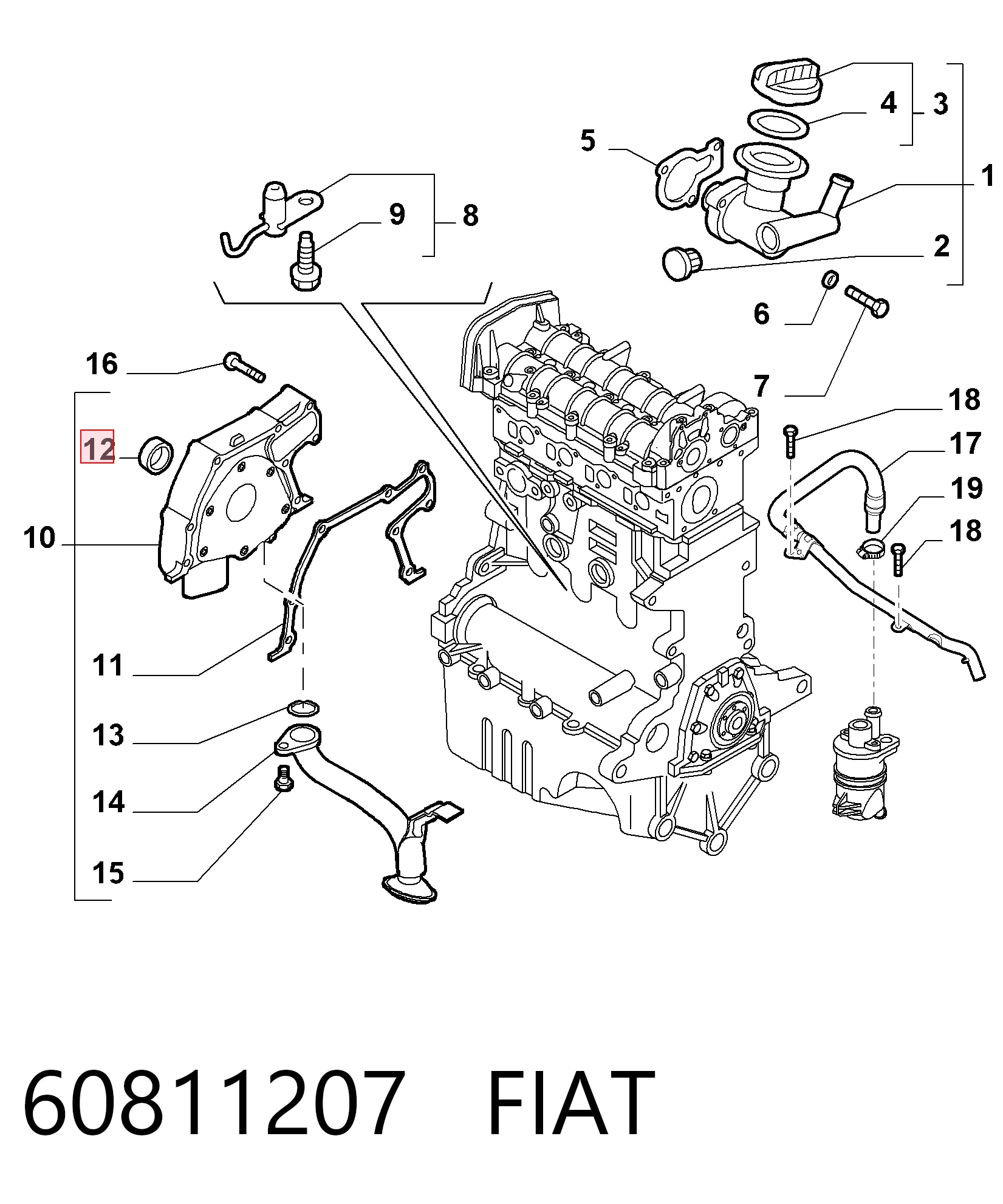 Vedação dianteira de cambota de motor Fiat Tempra  159
