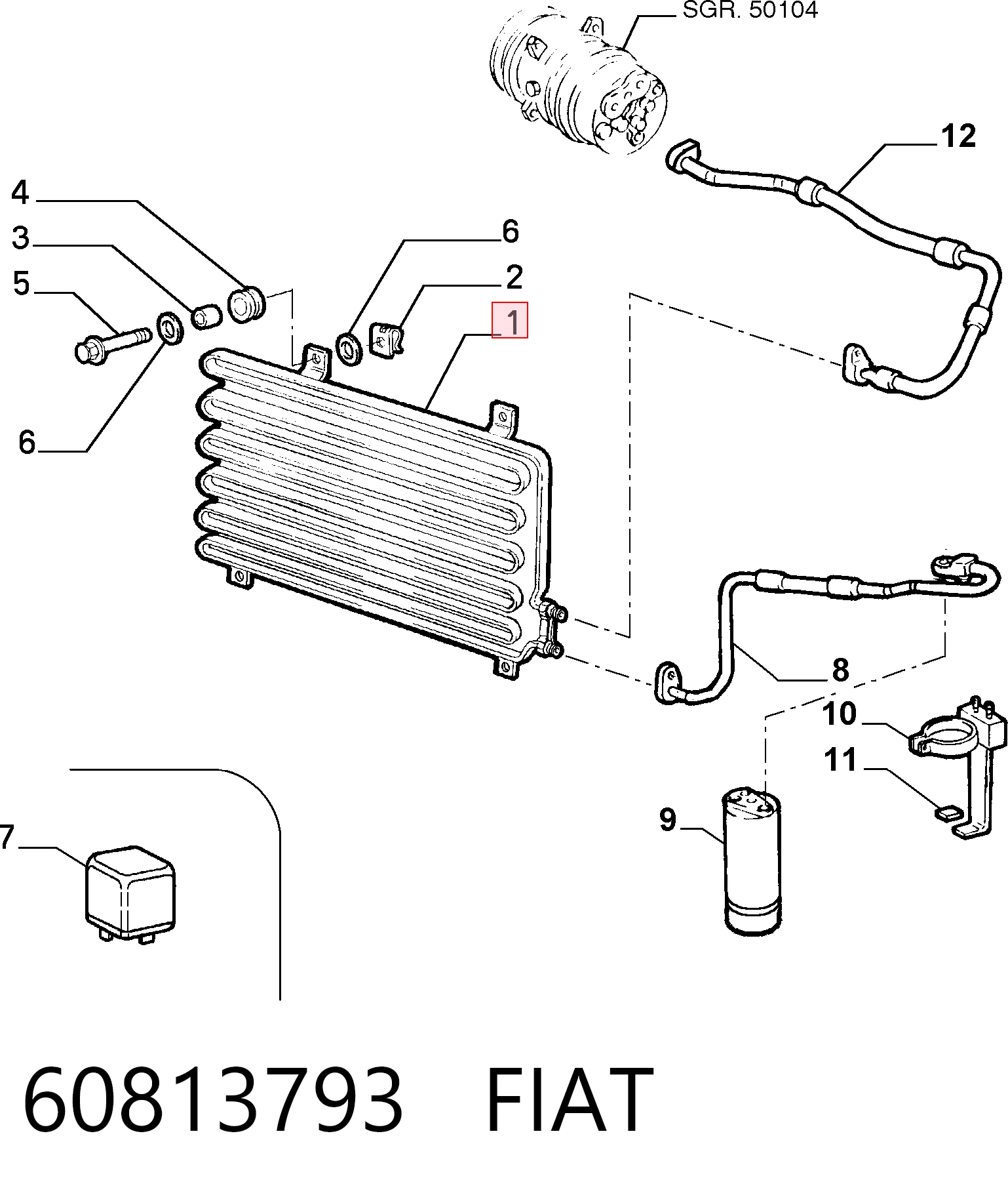 Radiador de aparelho de ar condicionado para Fiat Tempra 159
