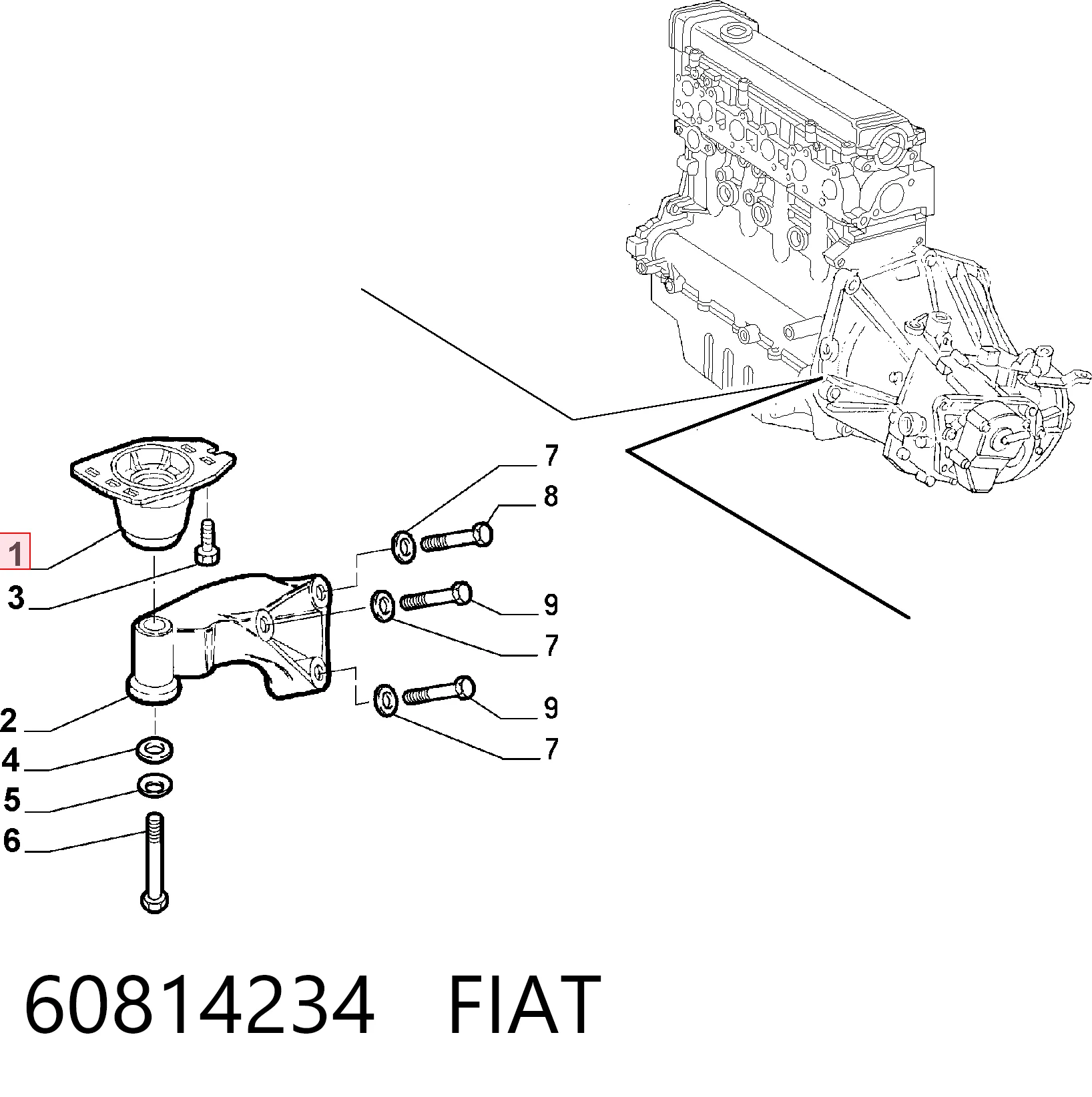  Coxim (suporte) dianteiro de motor Fiat Brava hatchback (182) (1995 - 2001) 