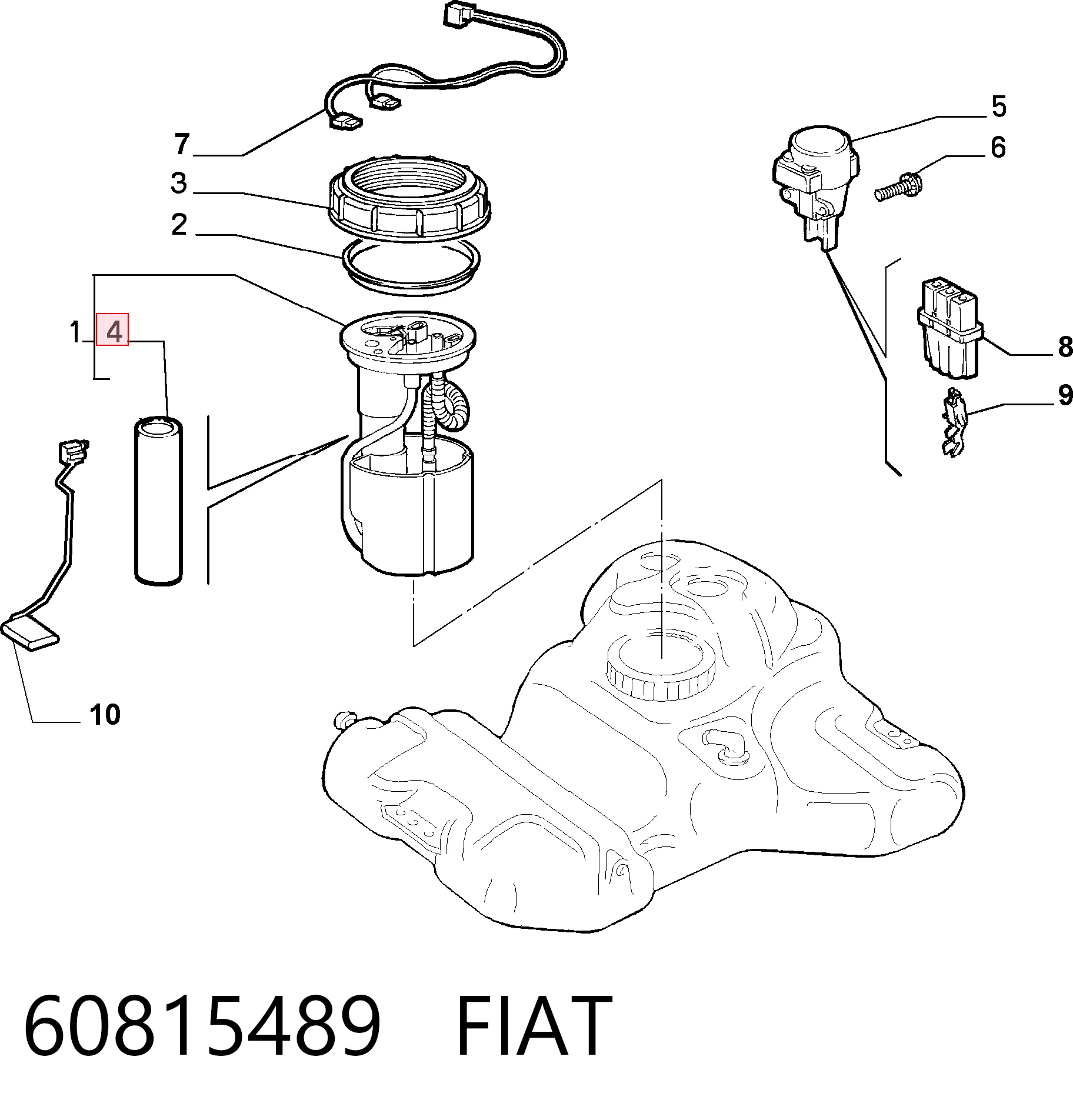 Sensor do nível de combustível no tanque Fiat Brava  182