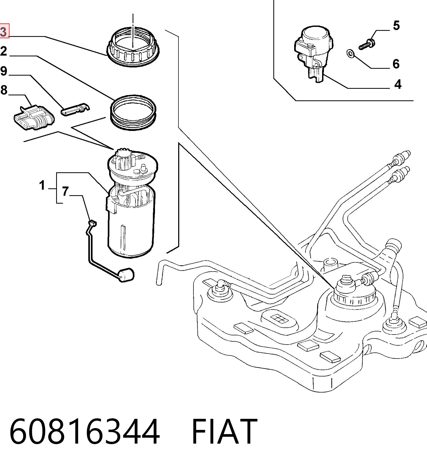 60816344 Fiat/Alfa/Lancia Tampa da bomba de combustível