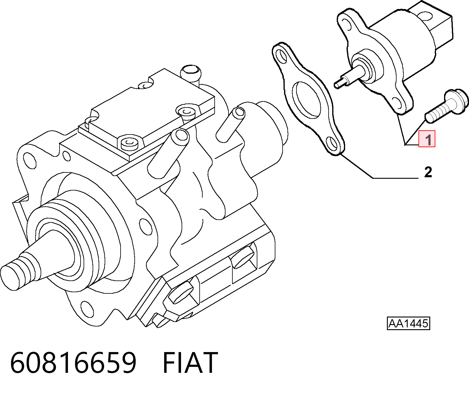 60816659 Fiat/Alfa/Lancia Válvula de regulação de pressão (válvula de redução da Bomba de Combustível de Pressão Alta) Common-Rail-System