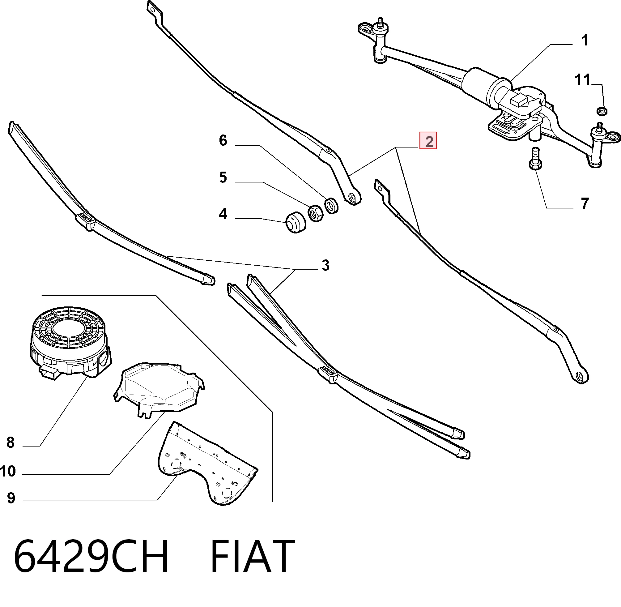 Braço de limpa-pára-brisas do pára-brisas para Fiat Ducato III 250