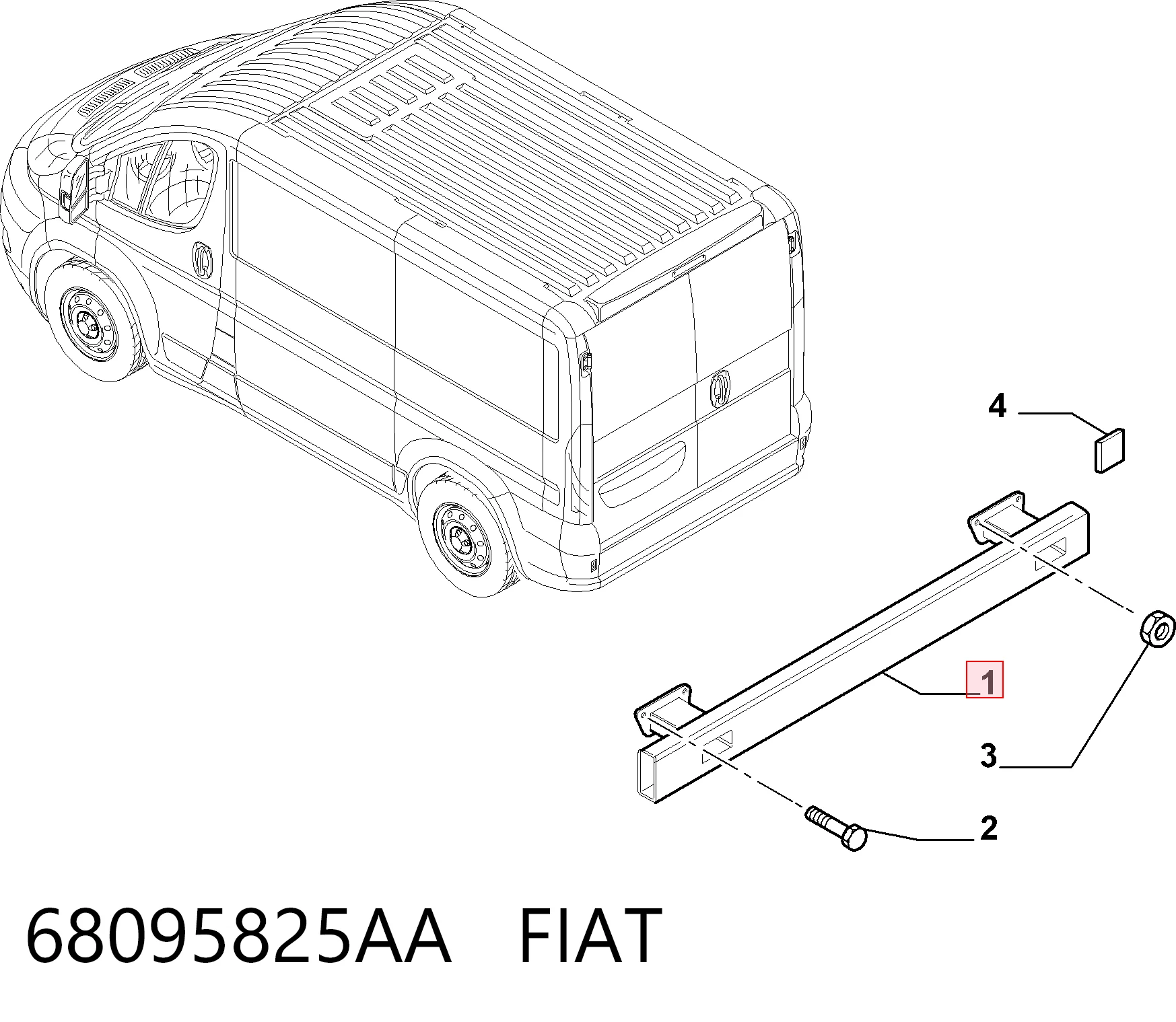 Reforçador do pára-choque traseiro para Fiat Ducato III 250