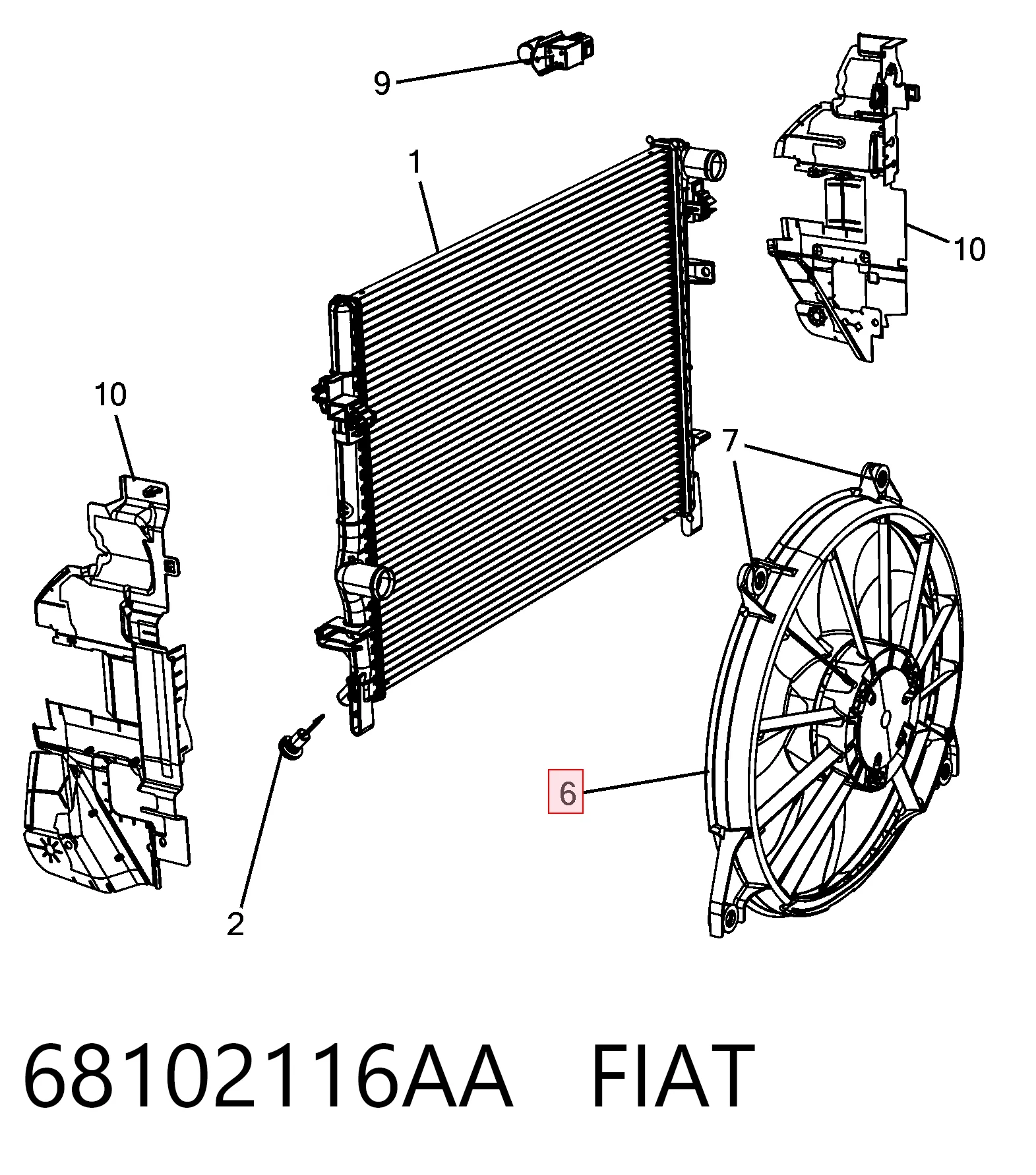  Ventilador elétrico de esfriamento montado (motor + roda de aletas) Dodge Journey SUV (2008 - 2020) 