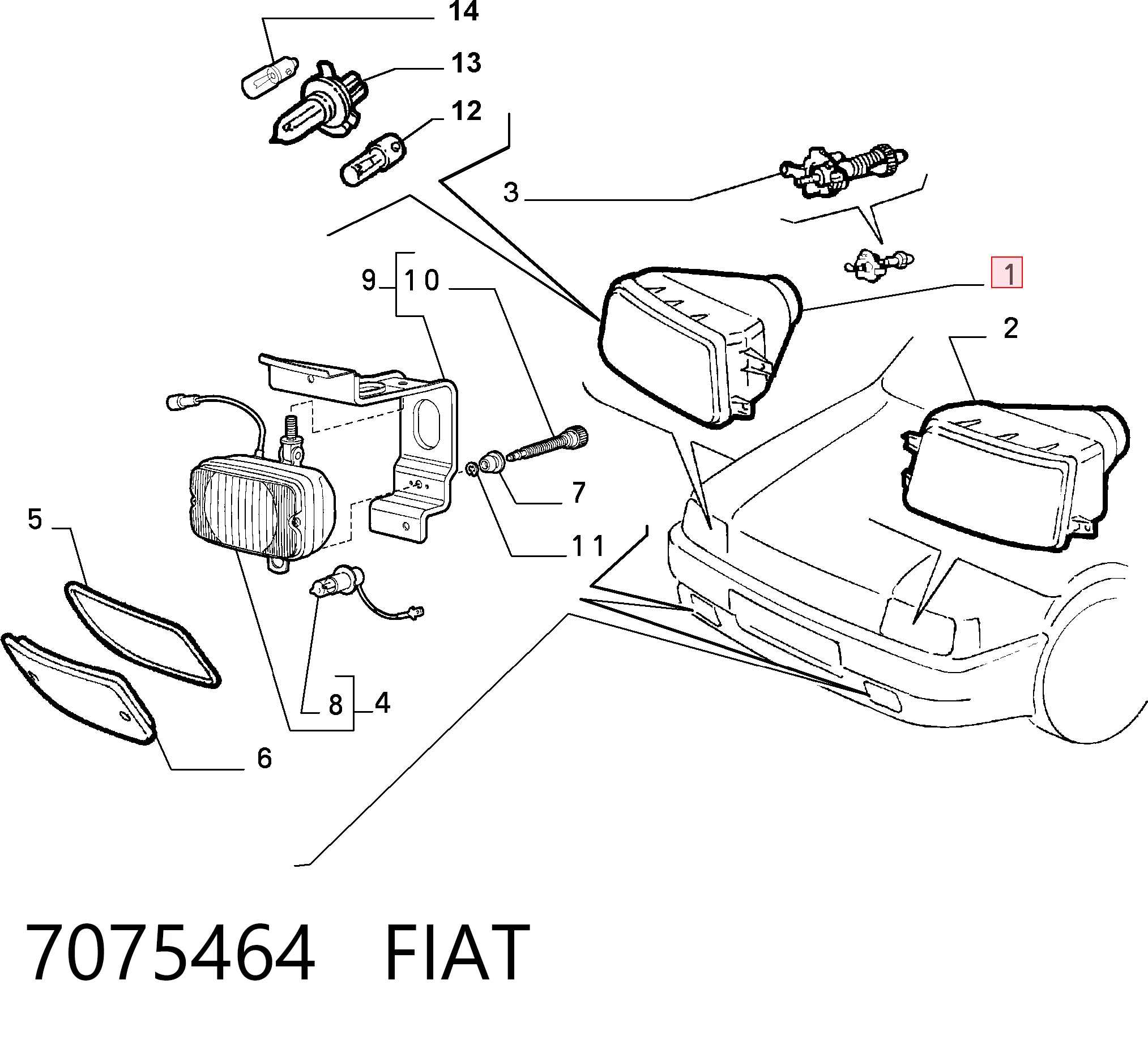 Luz direita para Fiat Fiorino  146 Uno