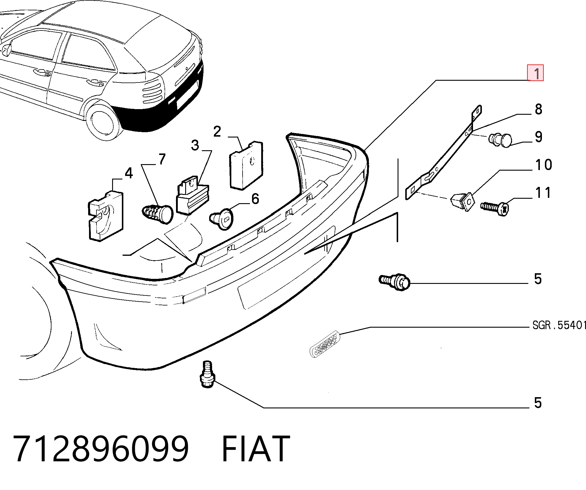 Pára-choque traseiro Fiat Brava  182