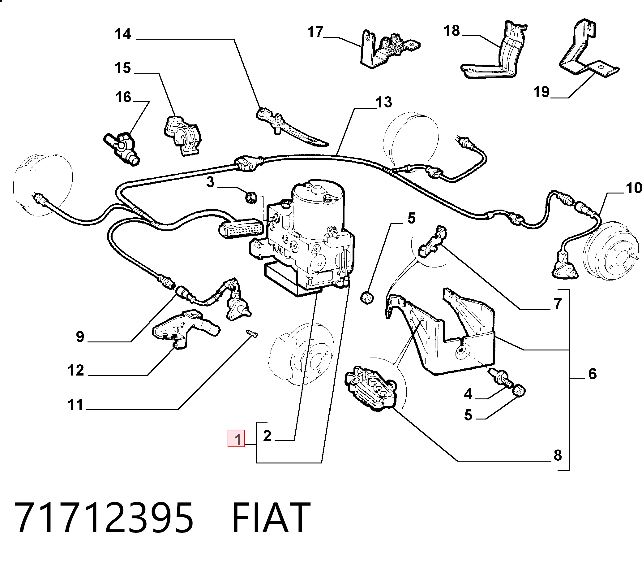 Unidade hidráulico de controlo ABS para Fiat Palio 178DX