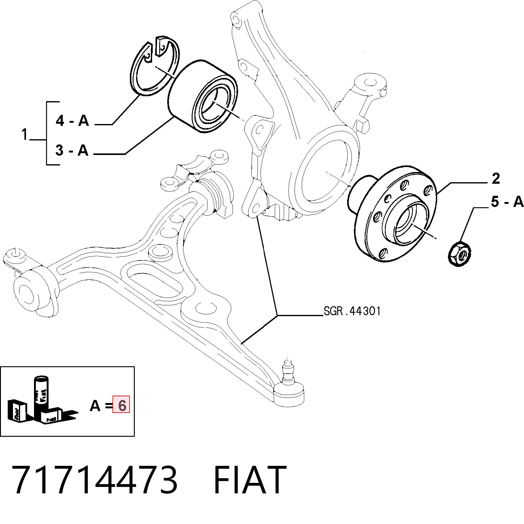 71714473 Fiat/Alfa/Lancia Rolamento de cubo dianteiro