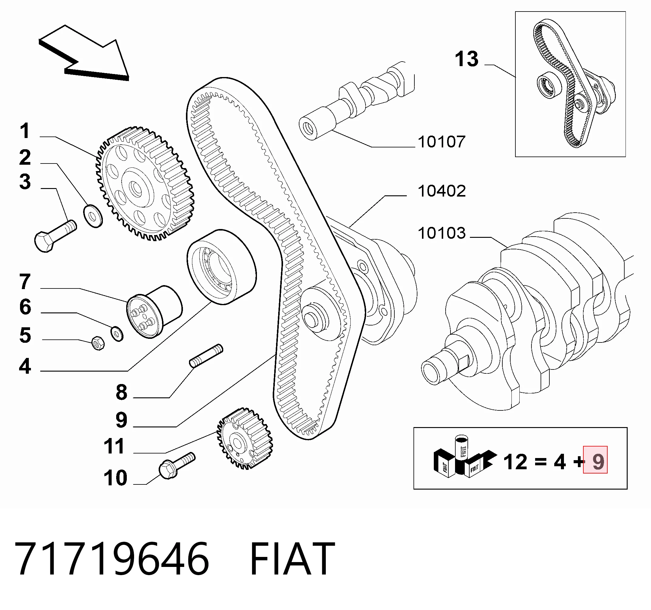 Correia do mecanismo de distribuição de gás Fiat Panda I 141A