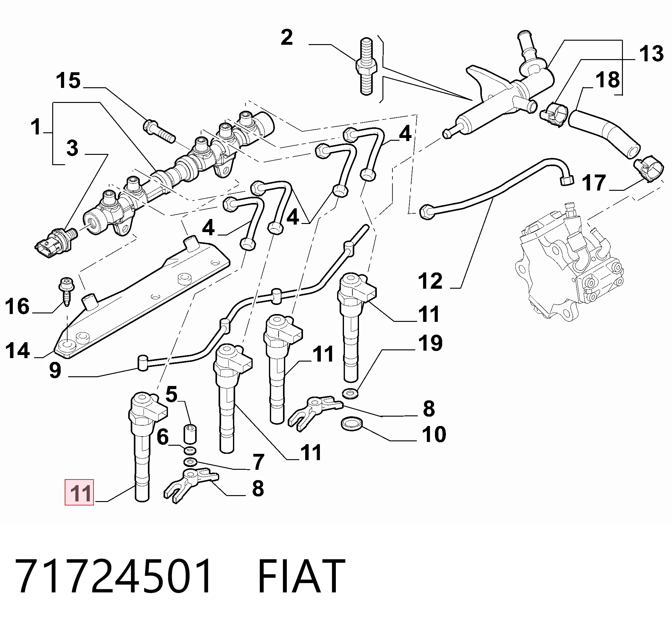Injetor de injeção de combustível para Alfa Romeo Mito 955