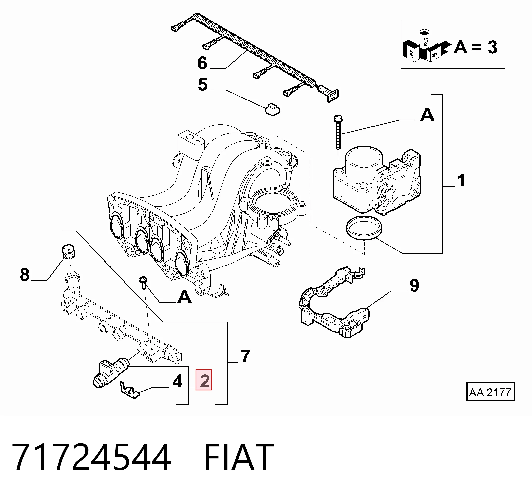 71724544 Fiat/Alfa/Lancia Injetor de injeção de combustível
