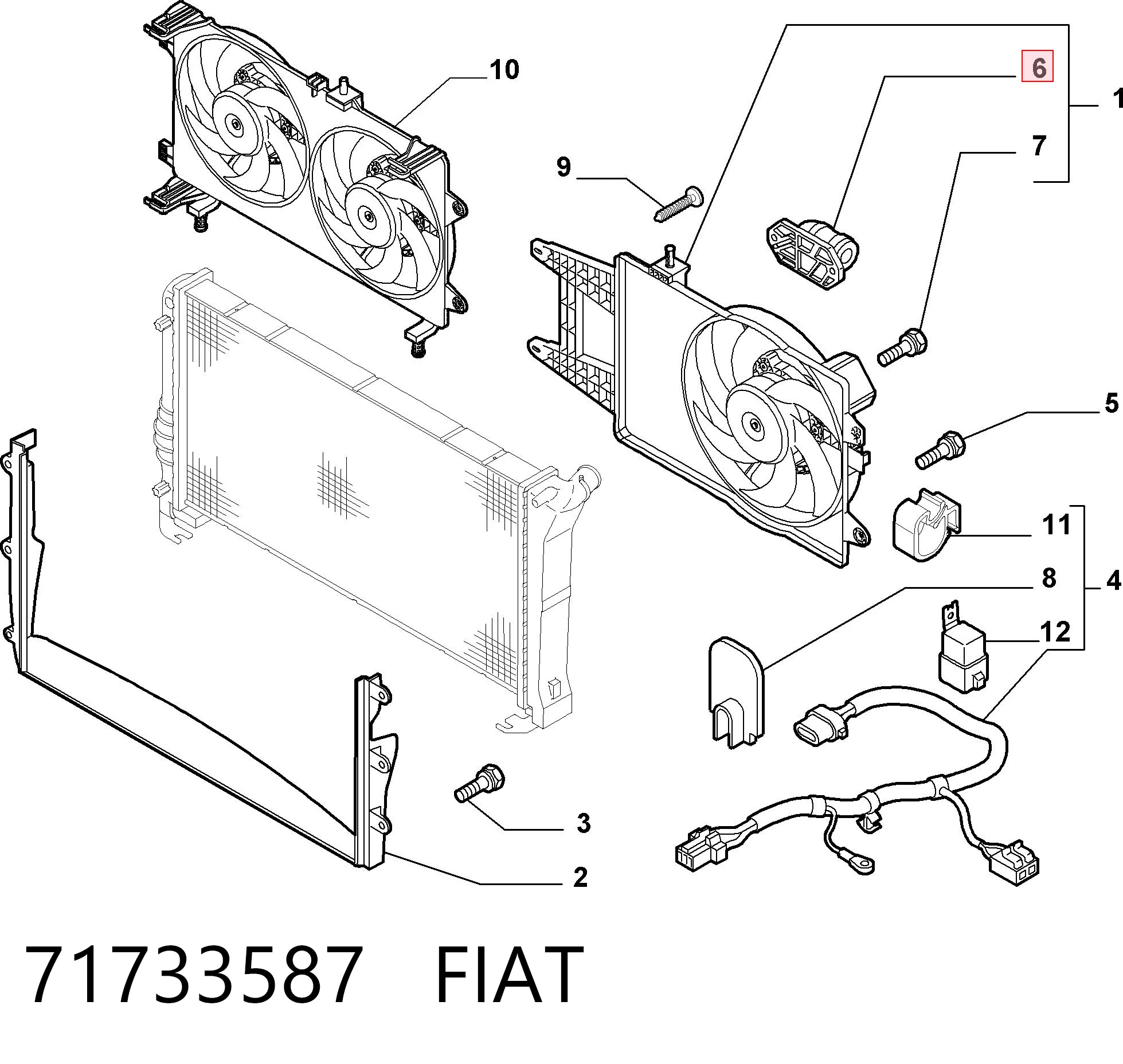 71733587 Fiat/Alfa/Lancia Regulador de revoluções de ventilador de esfriamento (unidade de controlo)
