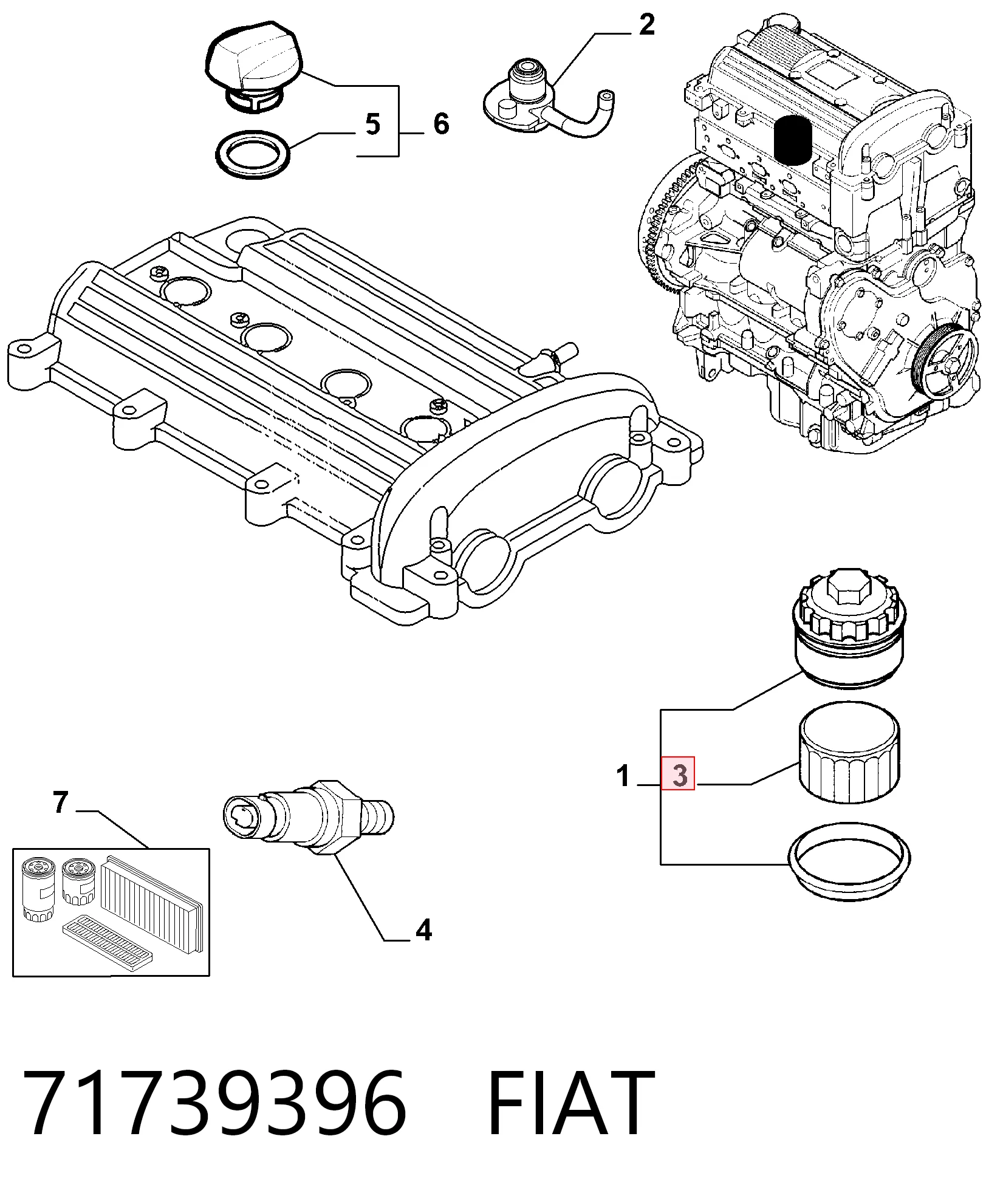 71739396 Fiat/Alfa/Lancia Filtro de óleo