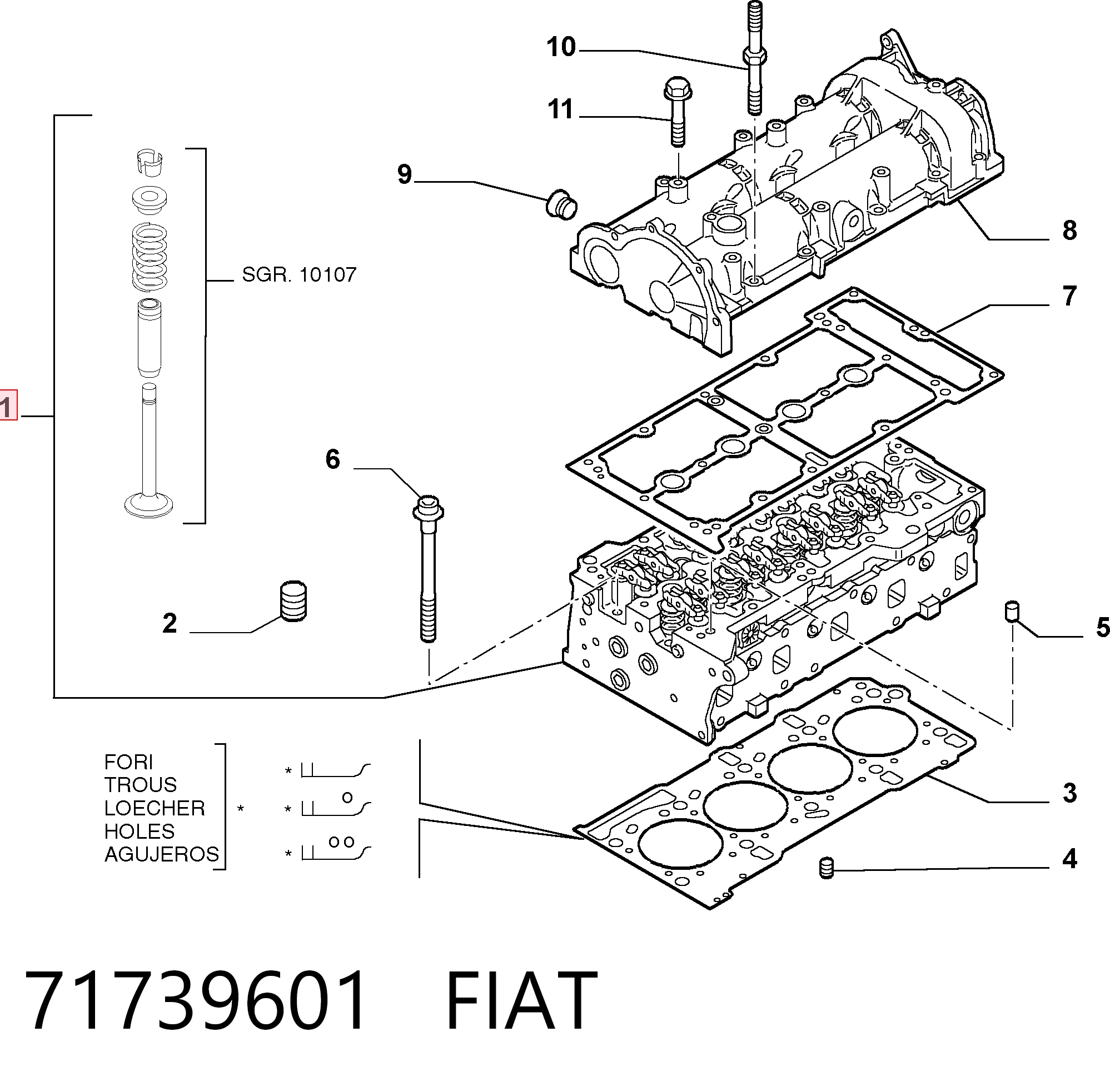 71739601 Fiat/Alfa/Lancia Cabeça de motor (CBC)