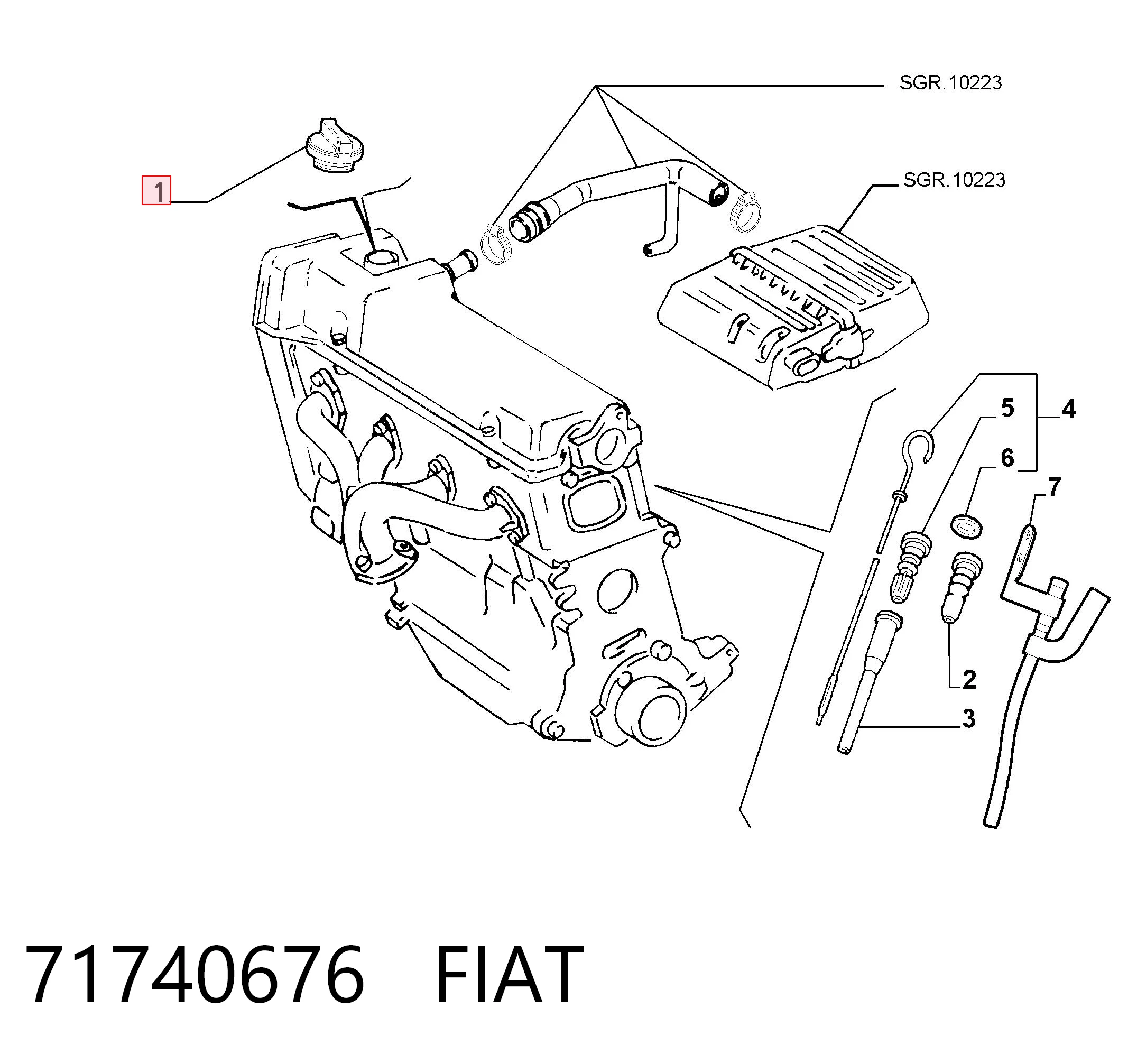 71740676 Fiat/Alfa/Lancia Tampa do gargalho de enchimento de óleo