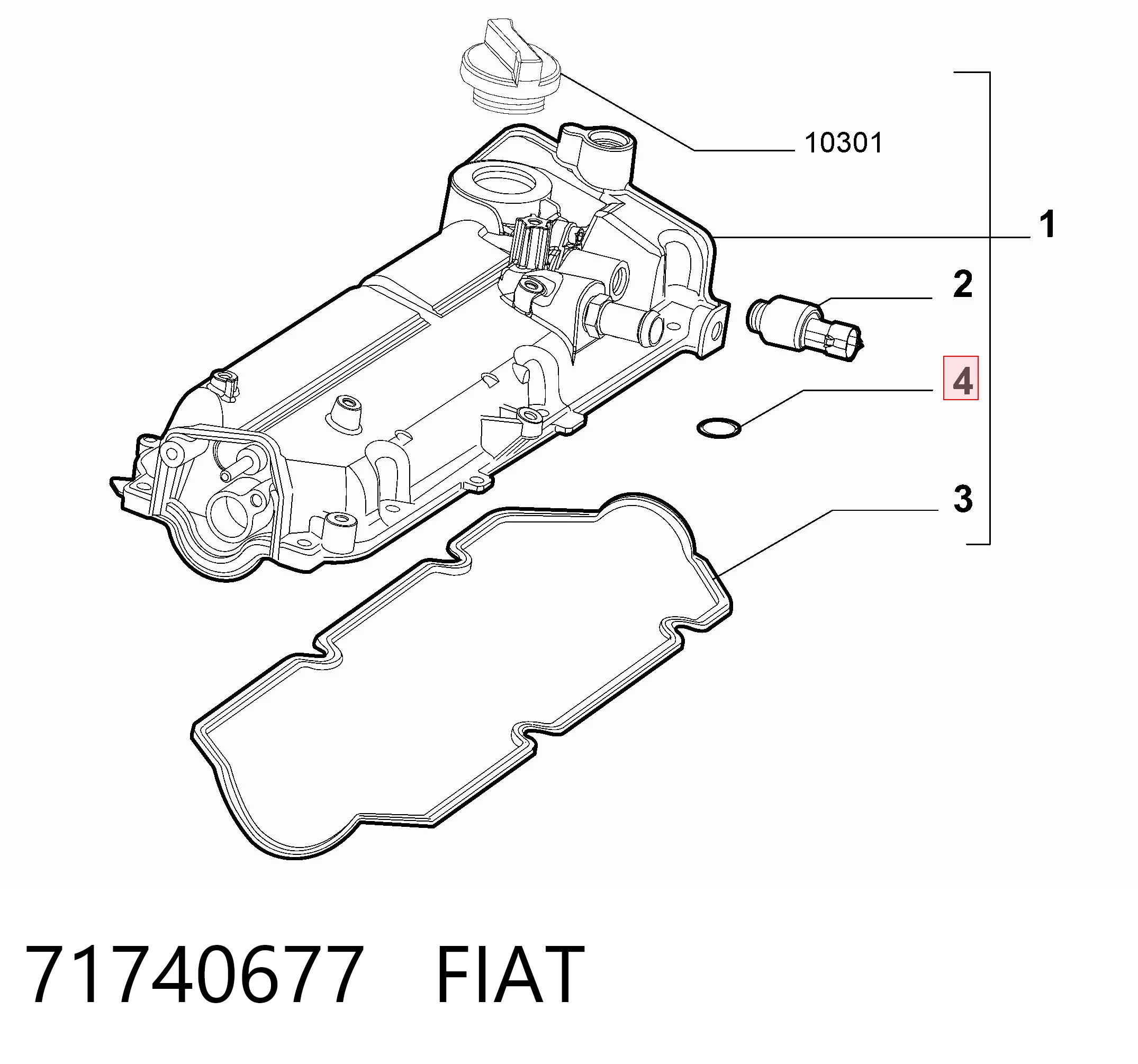 71740677 Fiat/Alfa/Lancia Vedante da tampa de válvulas de motor, anel