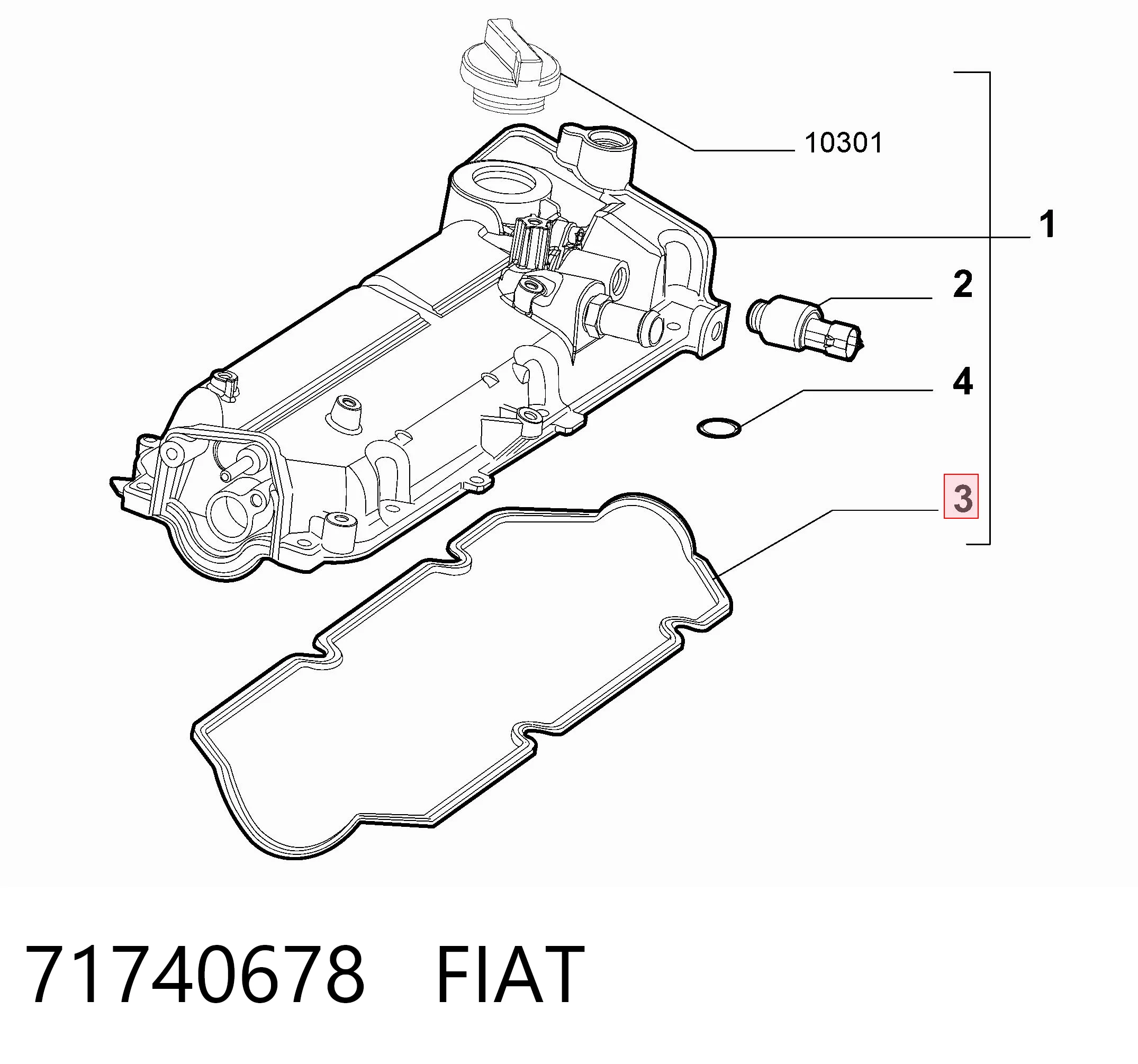 71740678 Fiat/Alfa/Lancia Vedante da tampa de válvulas de motor, kit