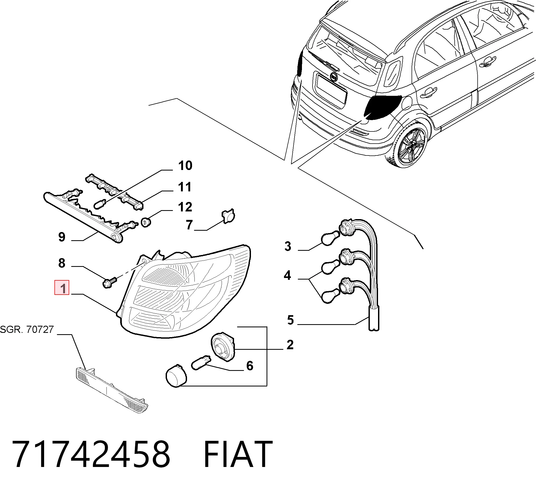 Lanterna traseira direita para Suzuki SX4 GY