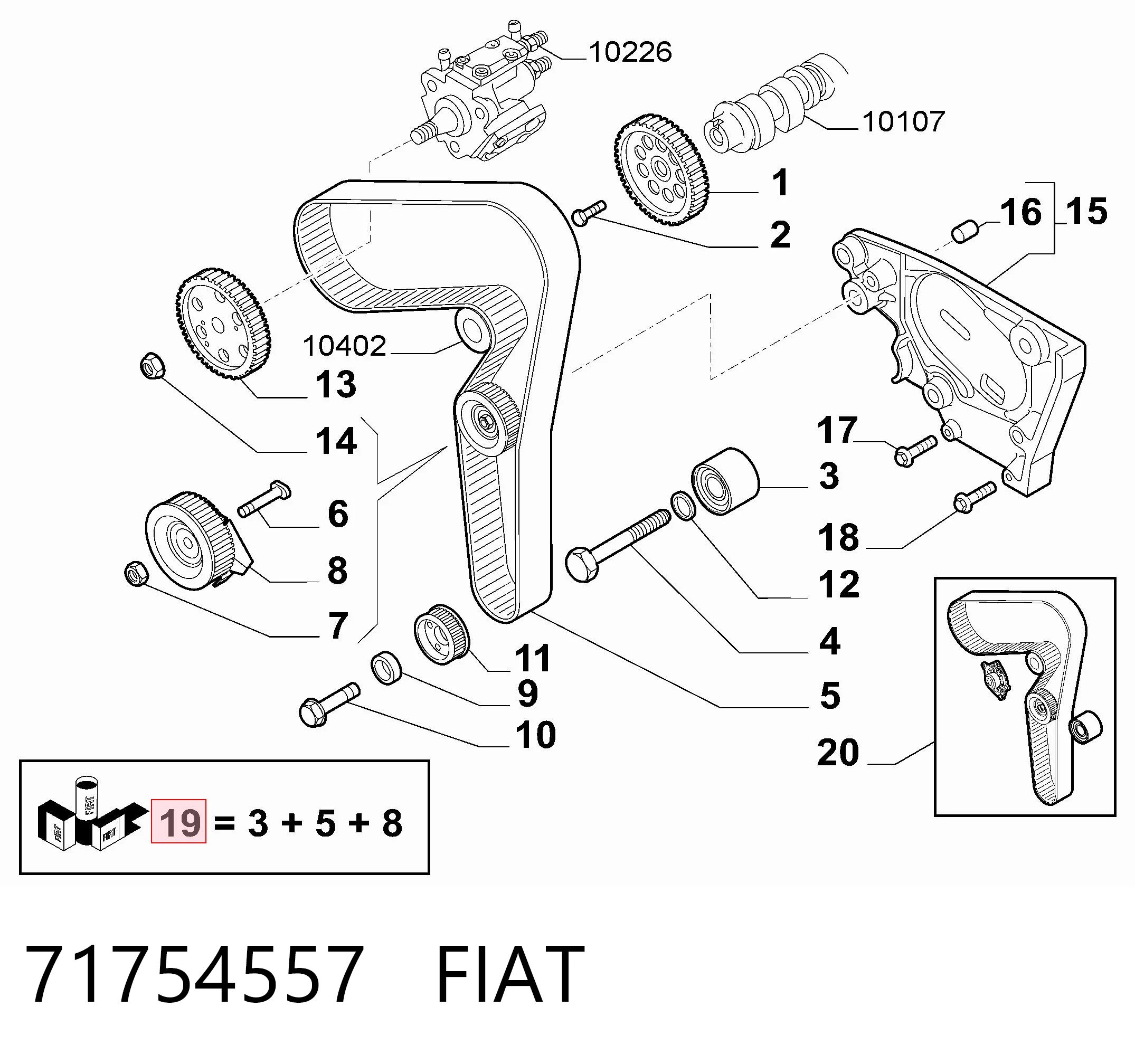 Correia do mecanismo de distribuição de gás, kit 1635049180 Peugeot/Citroen