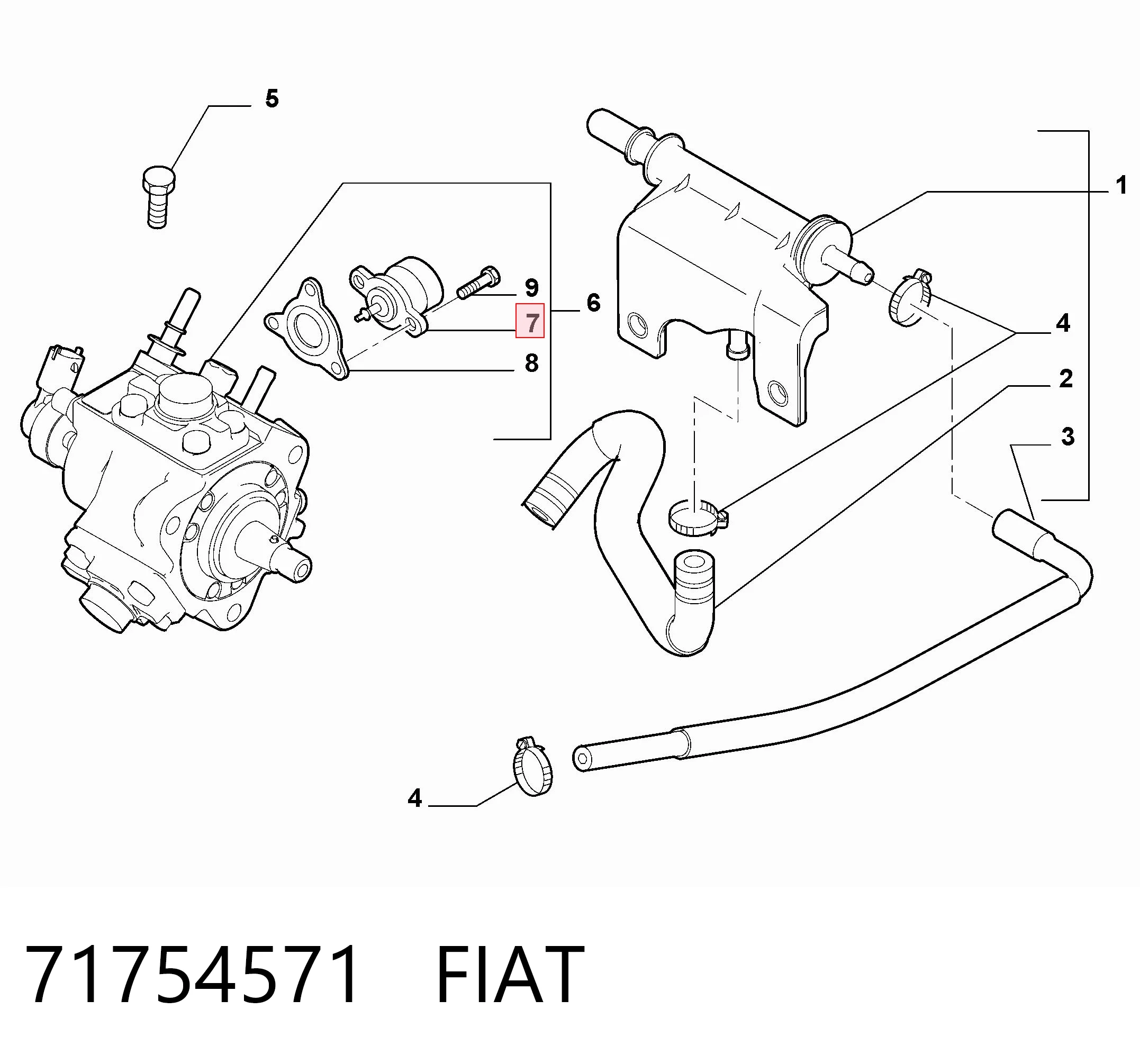 71754571 Fiat/Alfa/Lancia Válvula de regulação de pressão (válvula de redução da Bomba de Combustível de Pressão Alta) Common-Rail-System