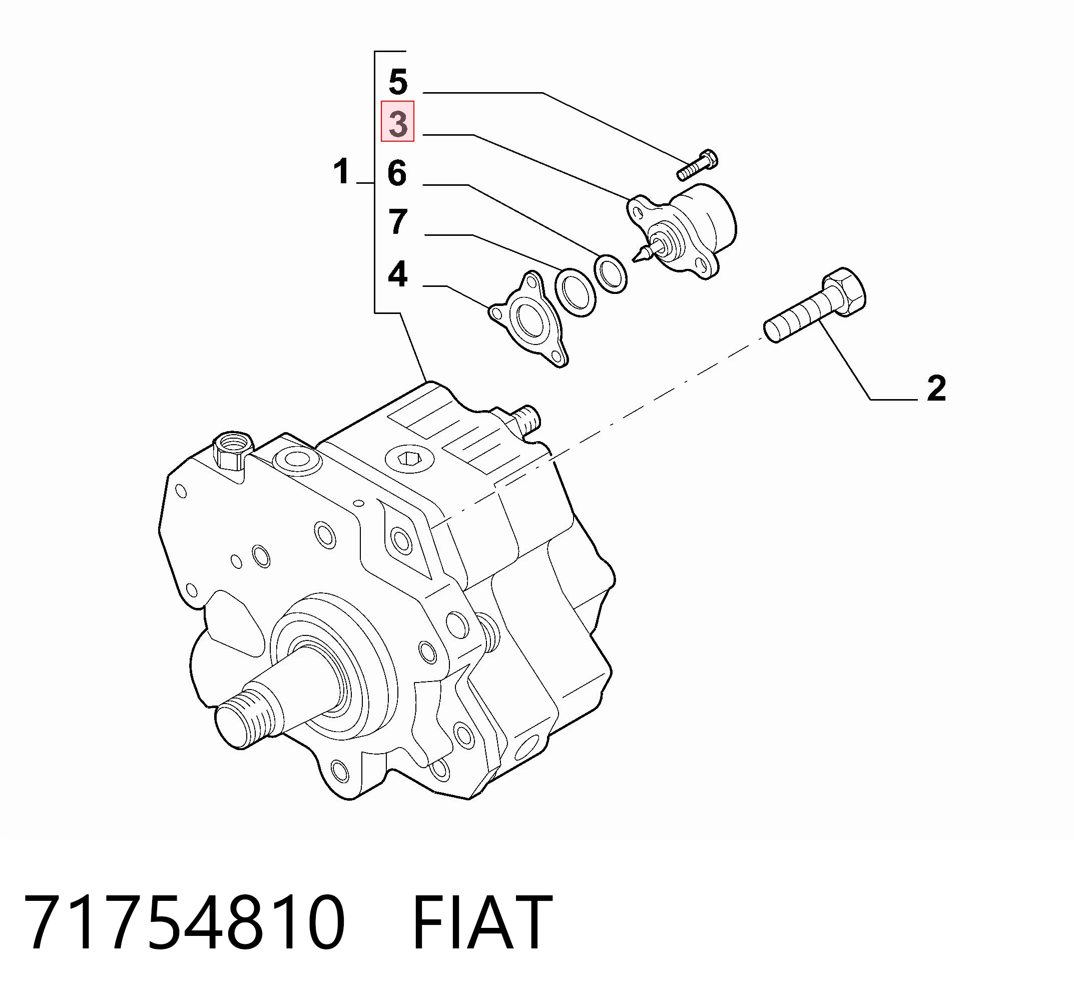 71754810 Fiat/Alfa/Lancia Válvula de regulação de pressão (válvula de redução da Bomba de Combustível de Pressão Alta) Common-Rail-System