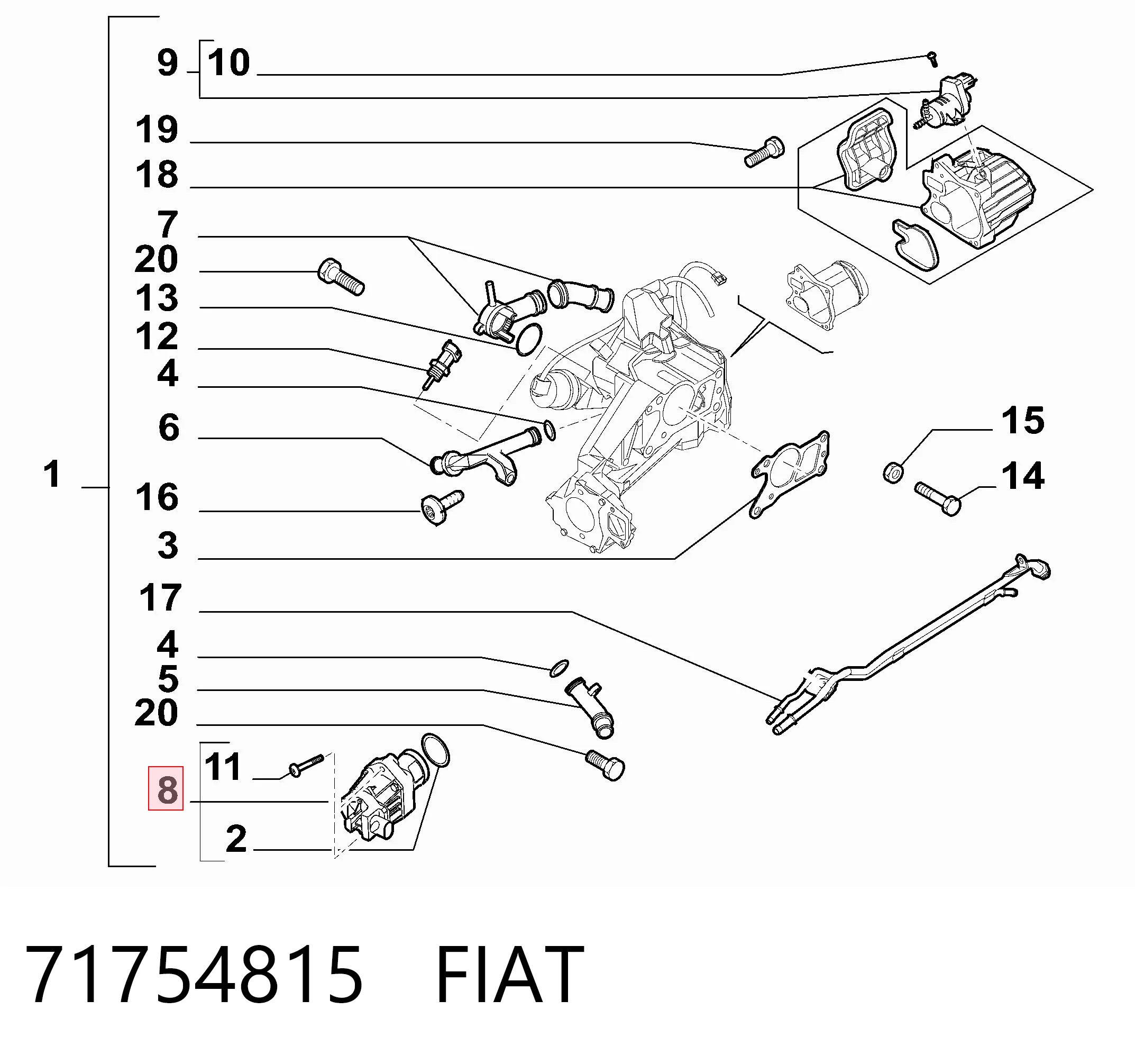 71754815 Fiat/Alfa/Lancia Válvula EGR de recirculação dos gases