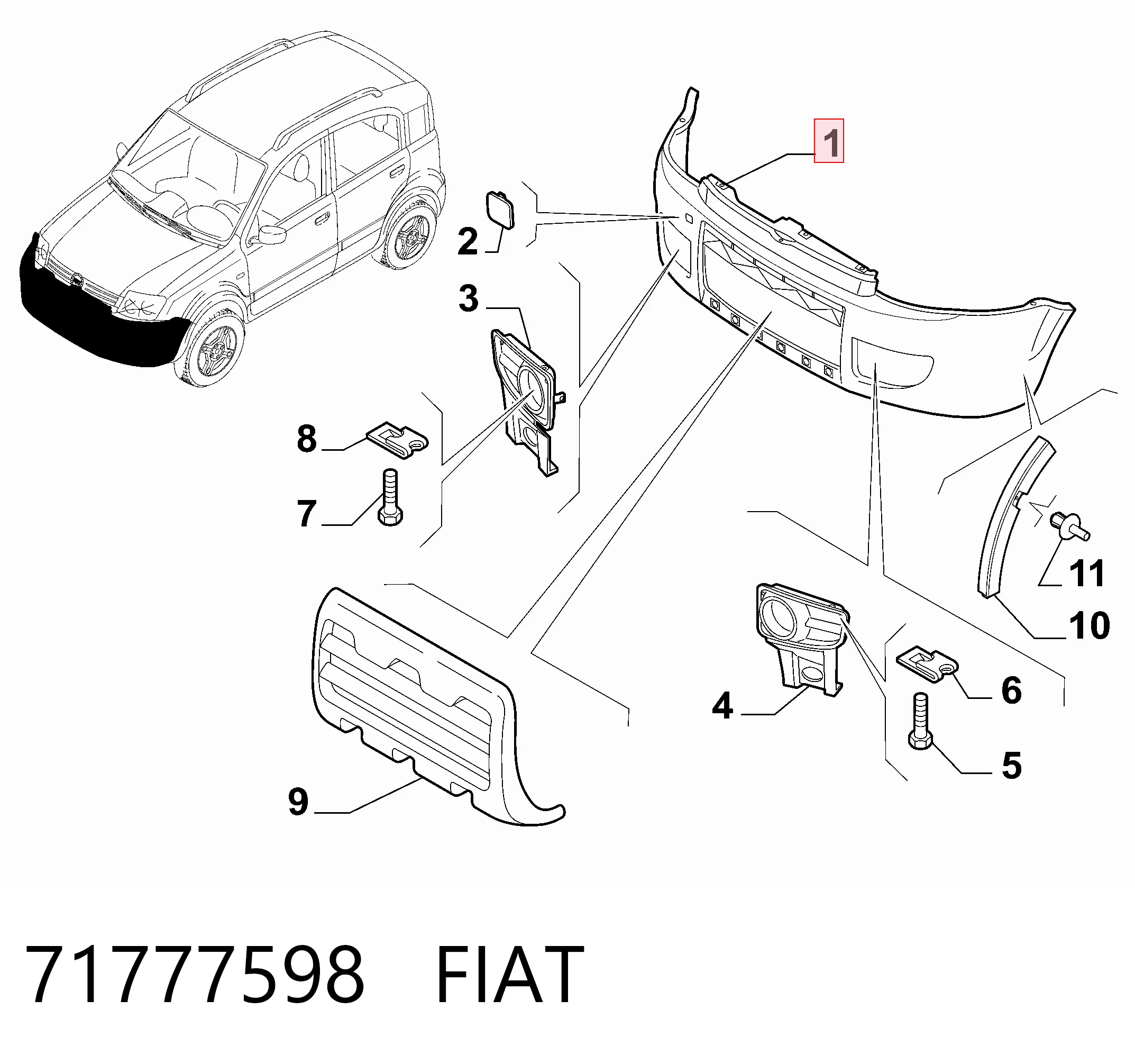 Pára-choque dianteiro Fiat Panda II 169A ao melhor preço
