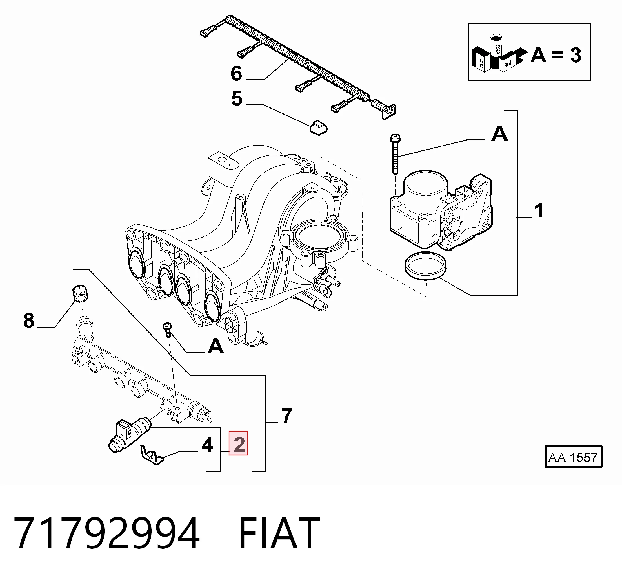 71792994 Fiat/Alfa/Lancia Injetor de injeção de combustível