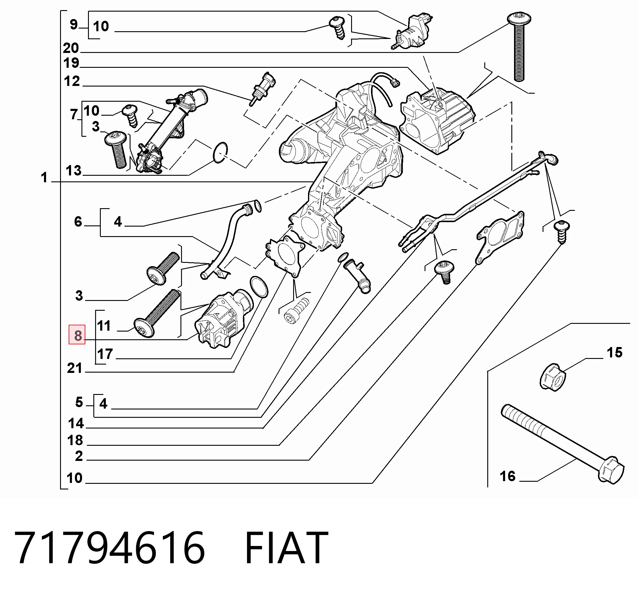 71794616 Fiat/Alfa/Lancia Válvula EGR de recirculação dos gases