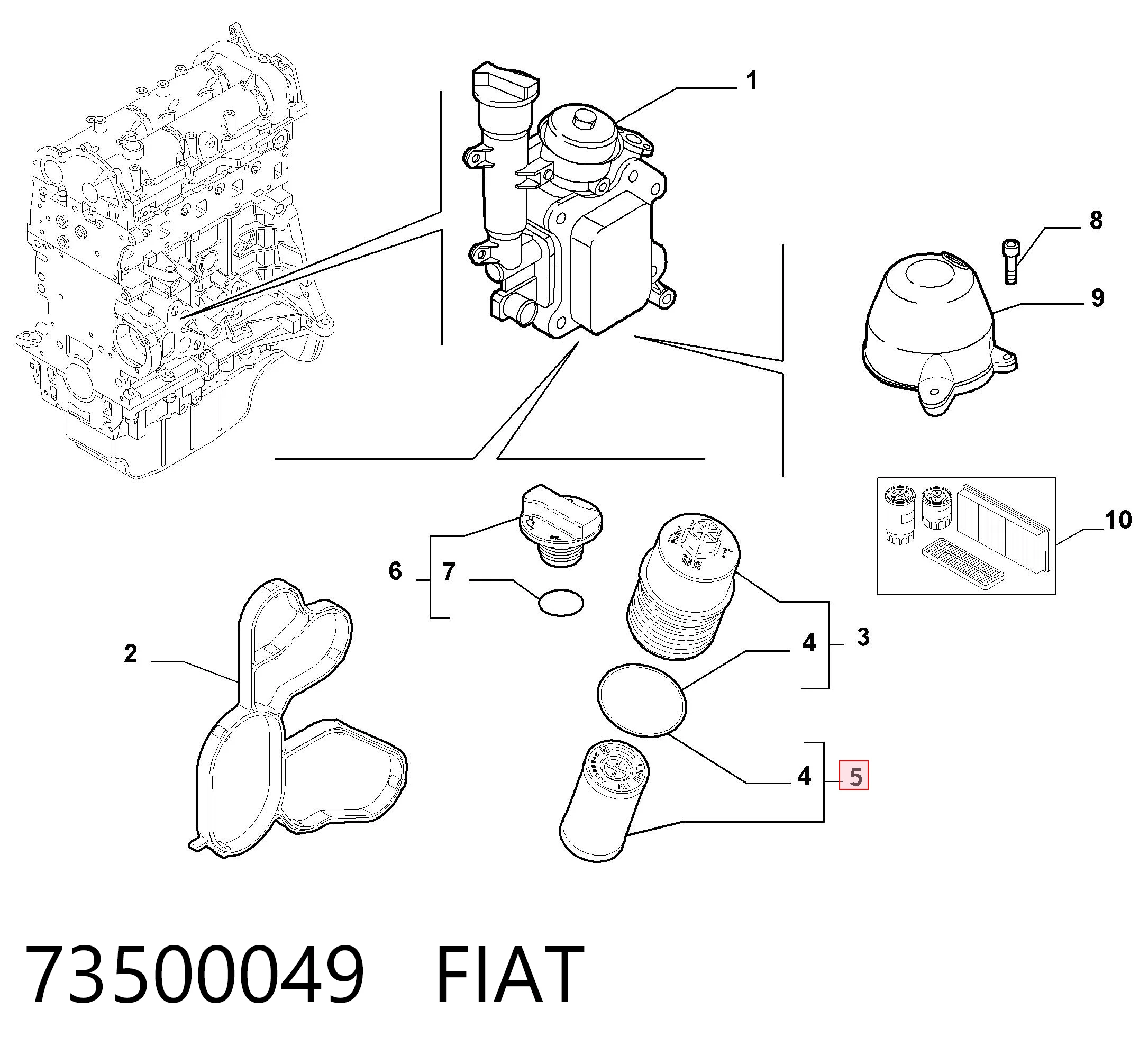 73500049 Fiat/Alfa/Lancia Filtro de óleo