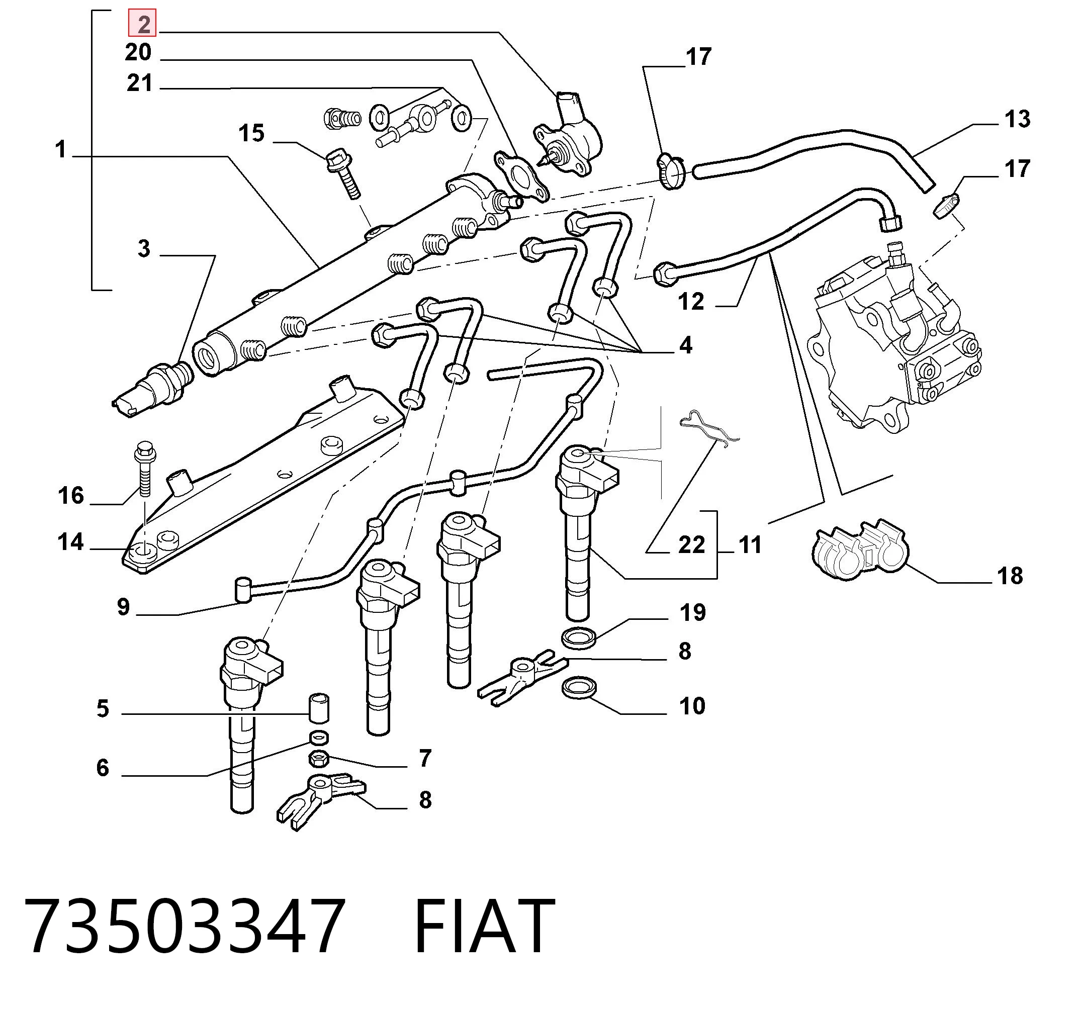 73503347 Fiat/Alfa/Lancia Regulador de pressão de combustível na régua de injectores