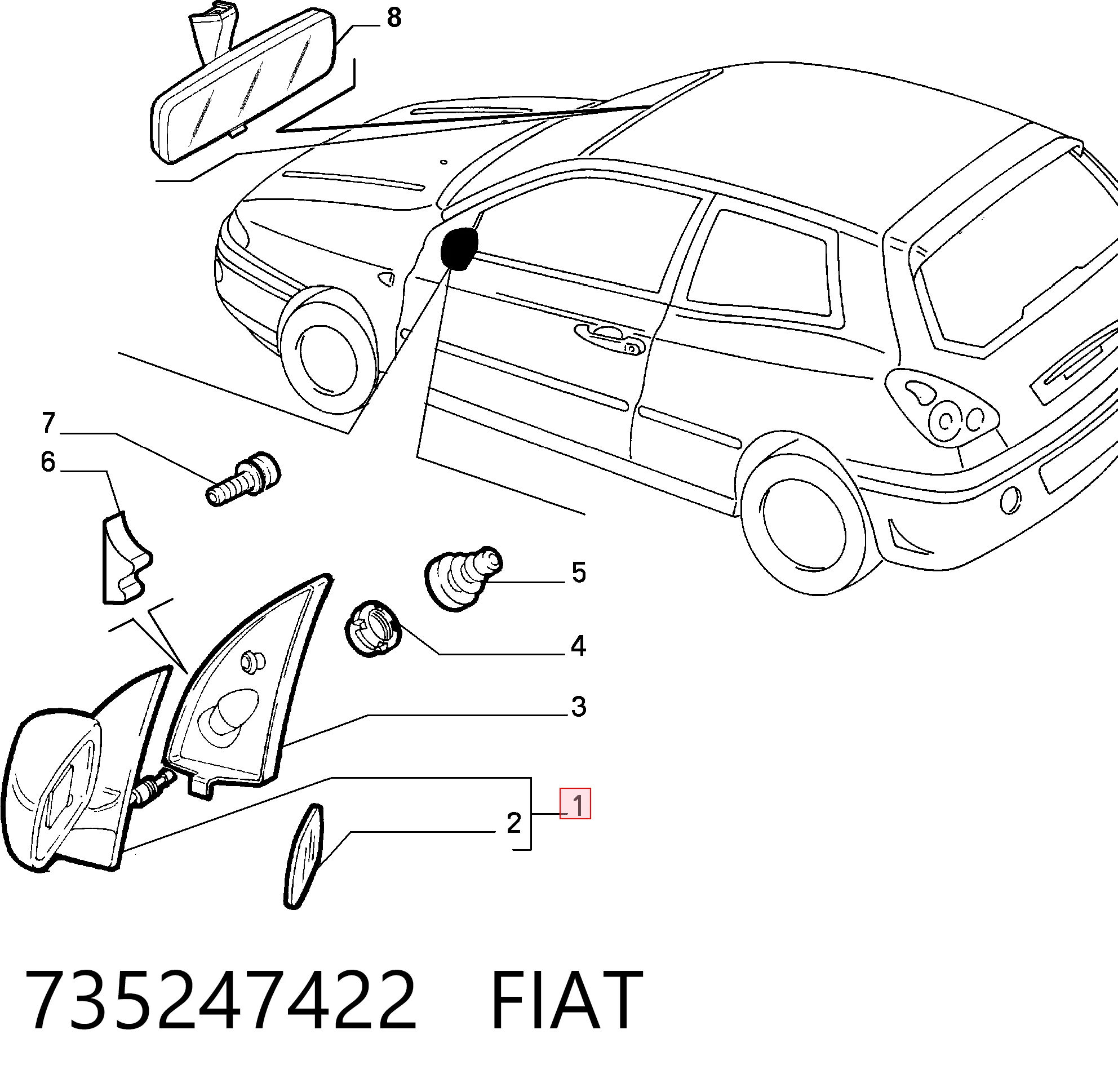 Espelho de retrovisão esquerdo Fiat Bravo  182 ao melhor preço