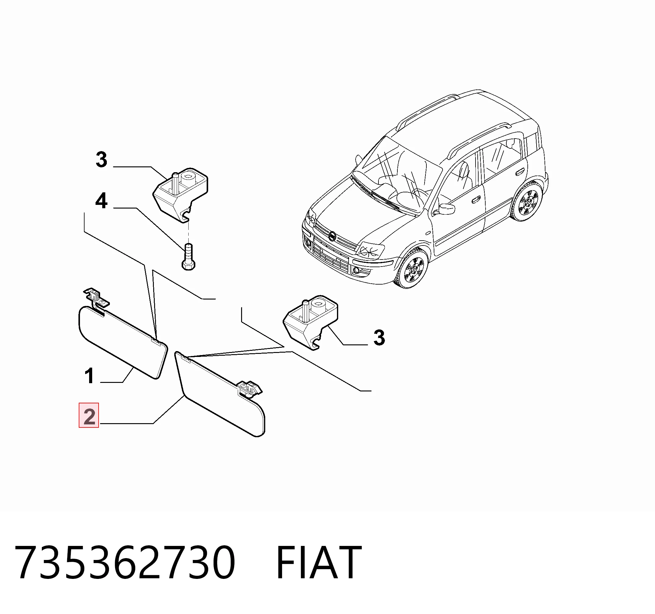 Pala contra o sol Fiat Panda II 169A ao melhor preço