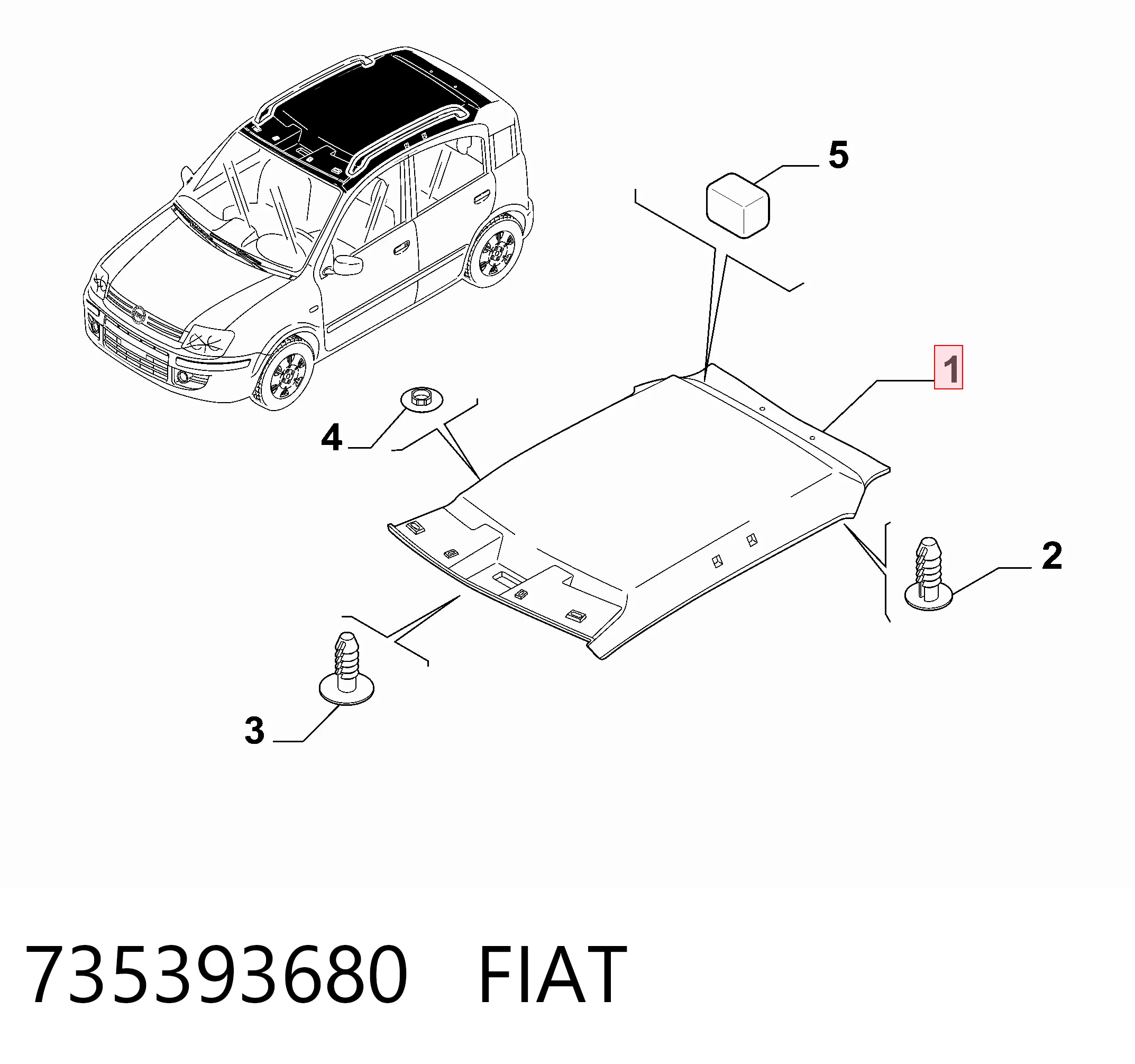 Revestimento do teto Fiat Panda II 169A ao melhor preço