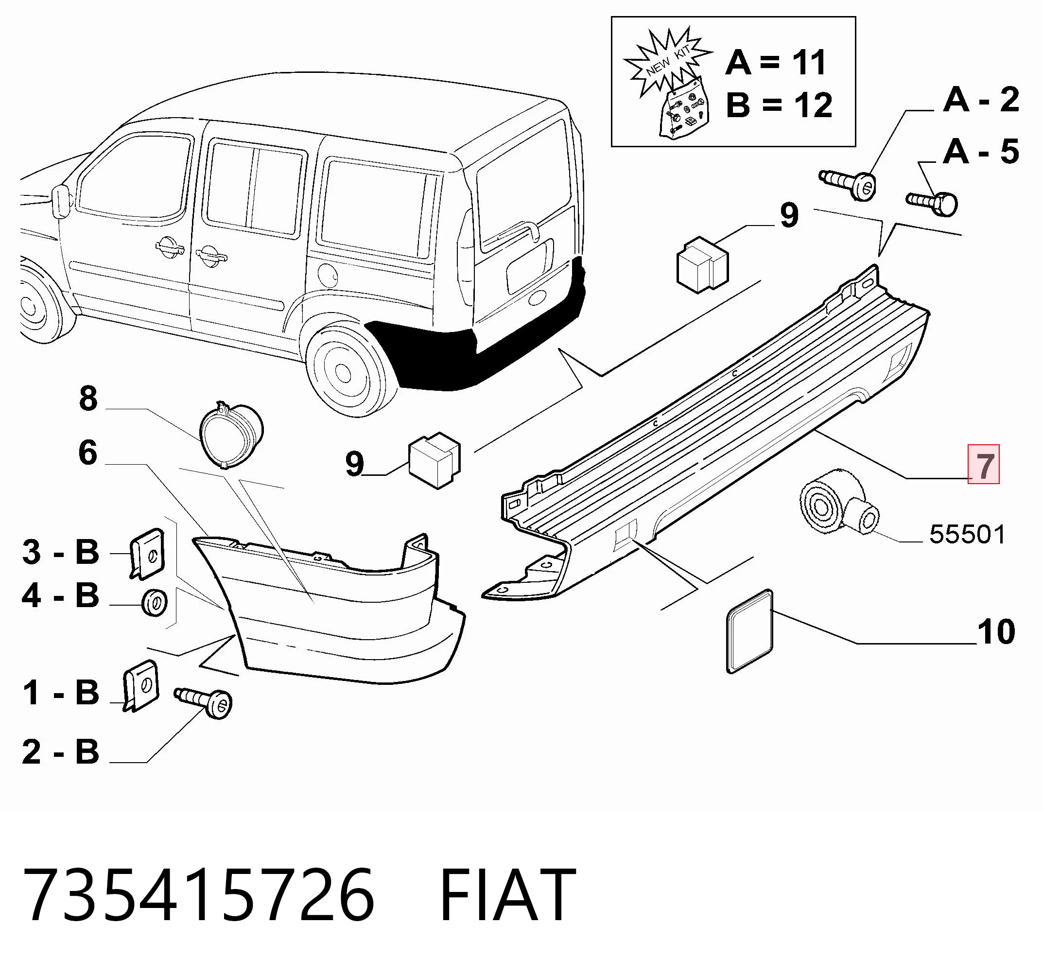 Pára-choque traseiro Fiat Doblo I 119