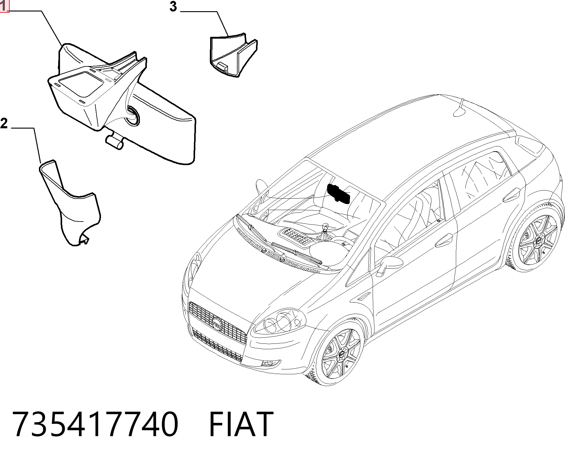 Espelho de salão interno para Fiat Punto 199