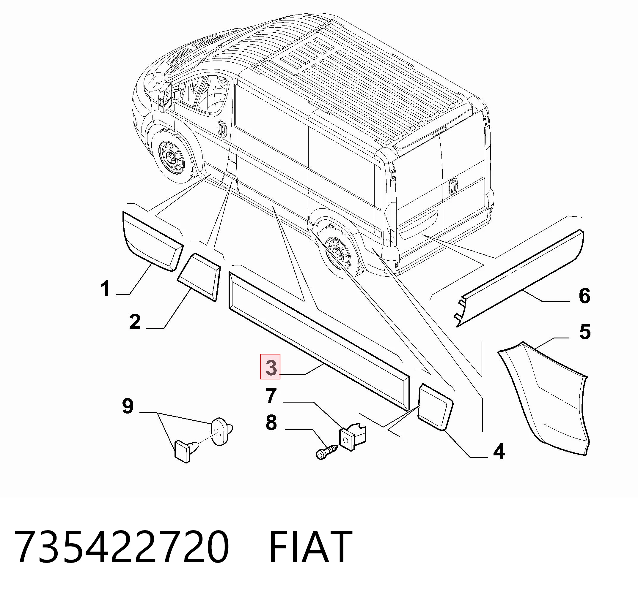 Moldura da porta lateral (deslizante) 735422720 Chrysler