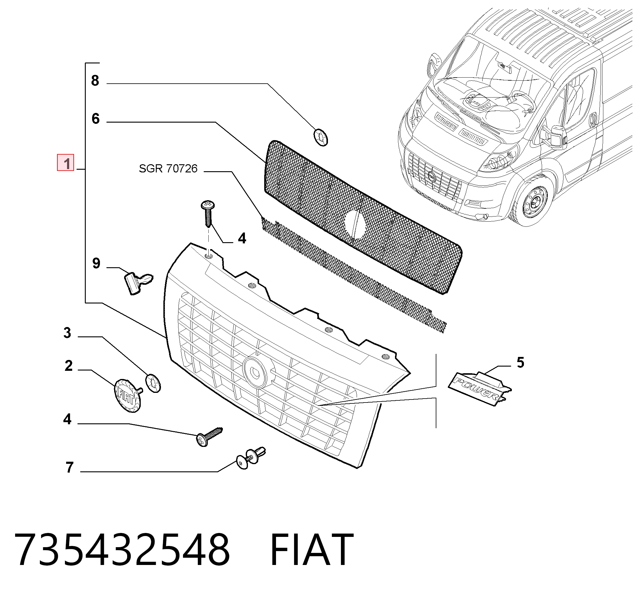 Grelha do radiador Fiat Ducato III 250