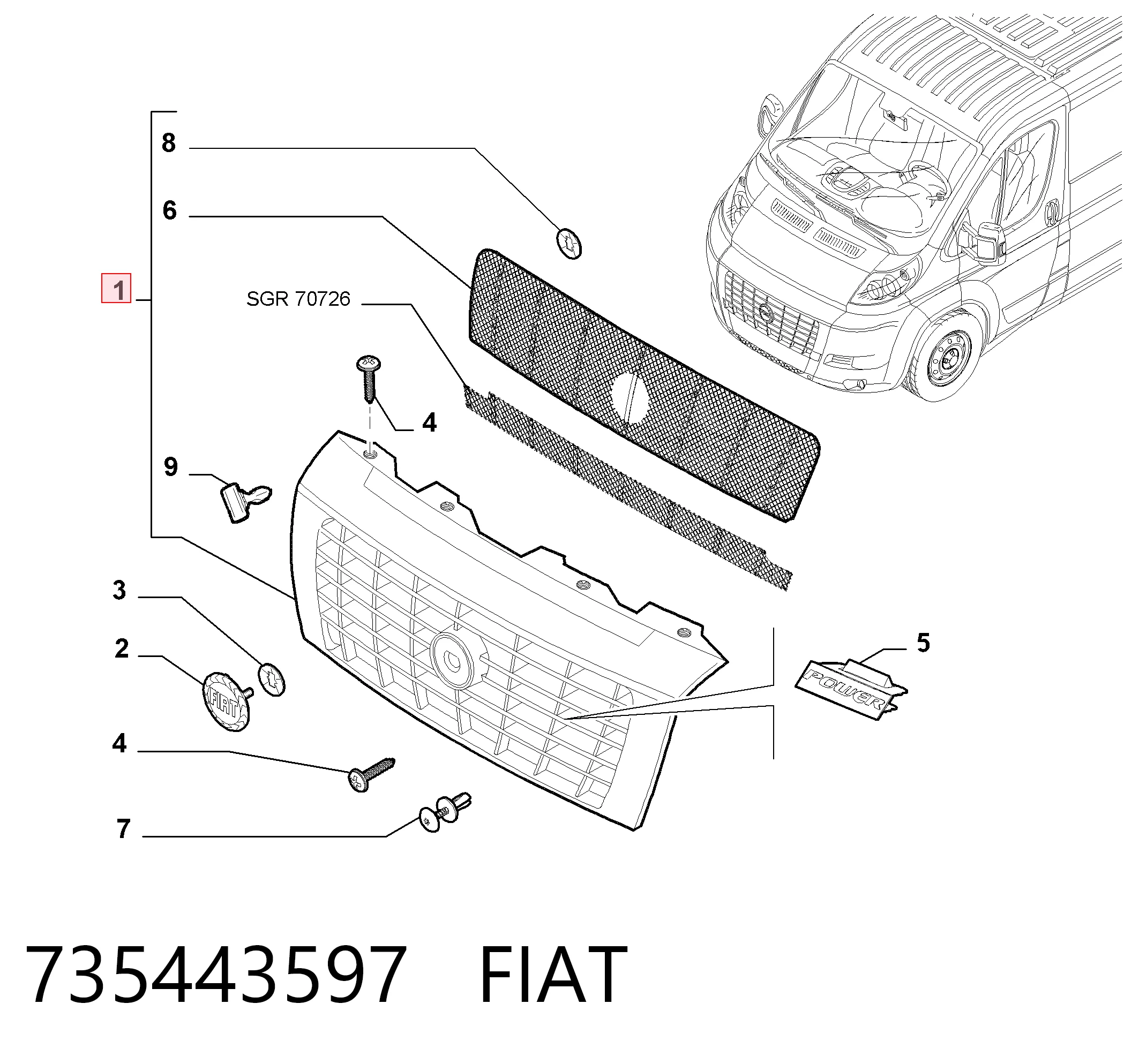 Compre Grelha do radiador Fiat Ducato 3