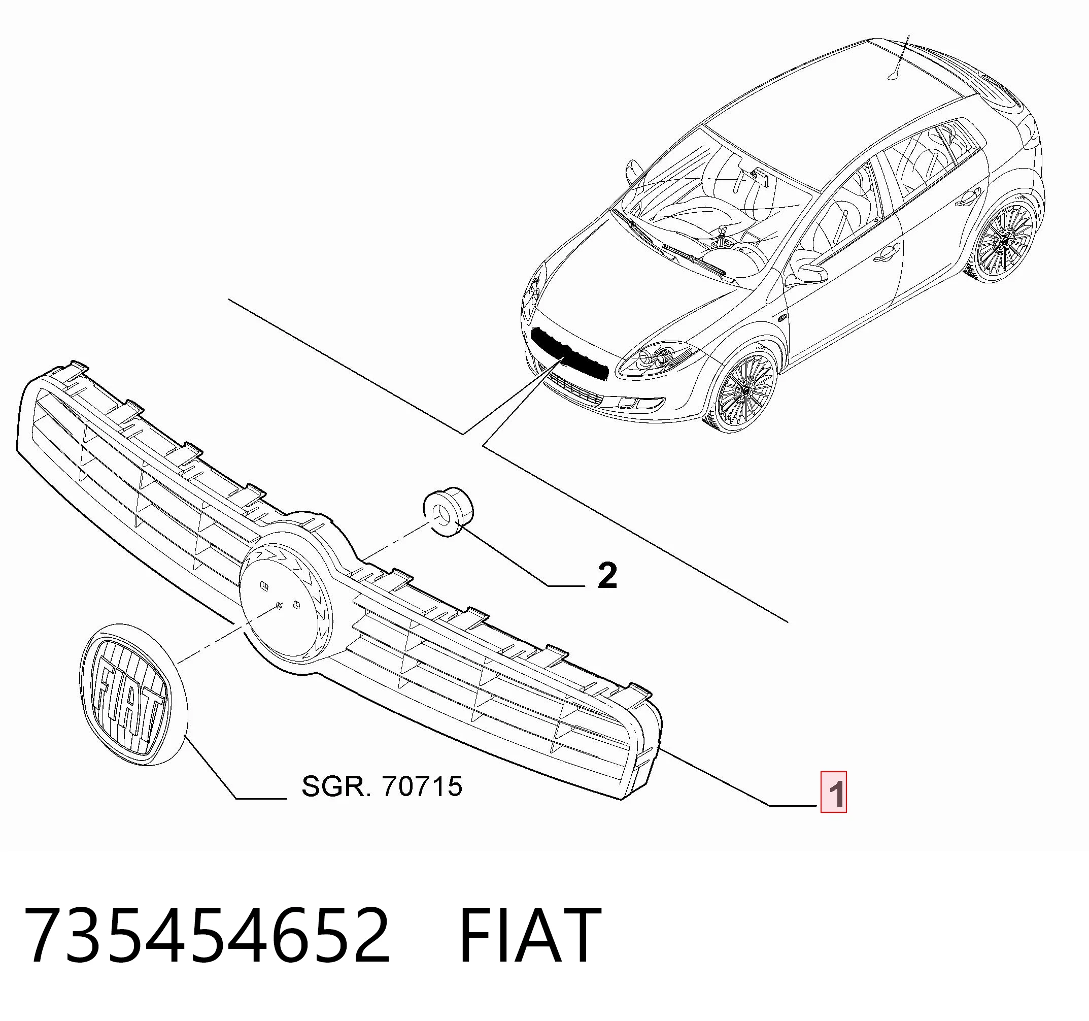 Grelha do radiador Fiat Bravo II 198
