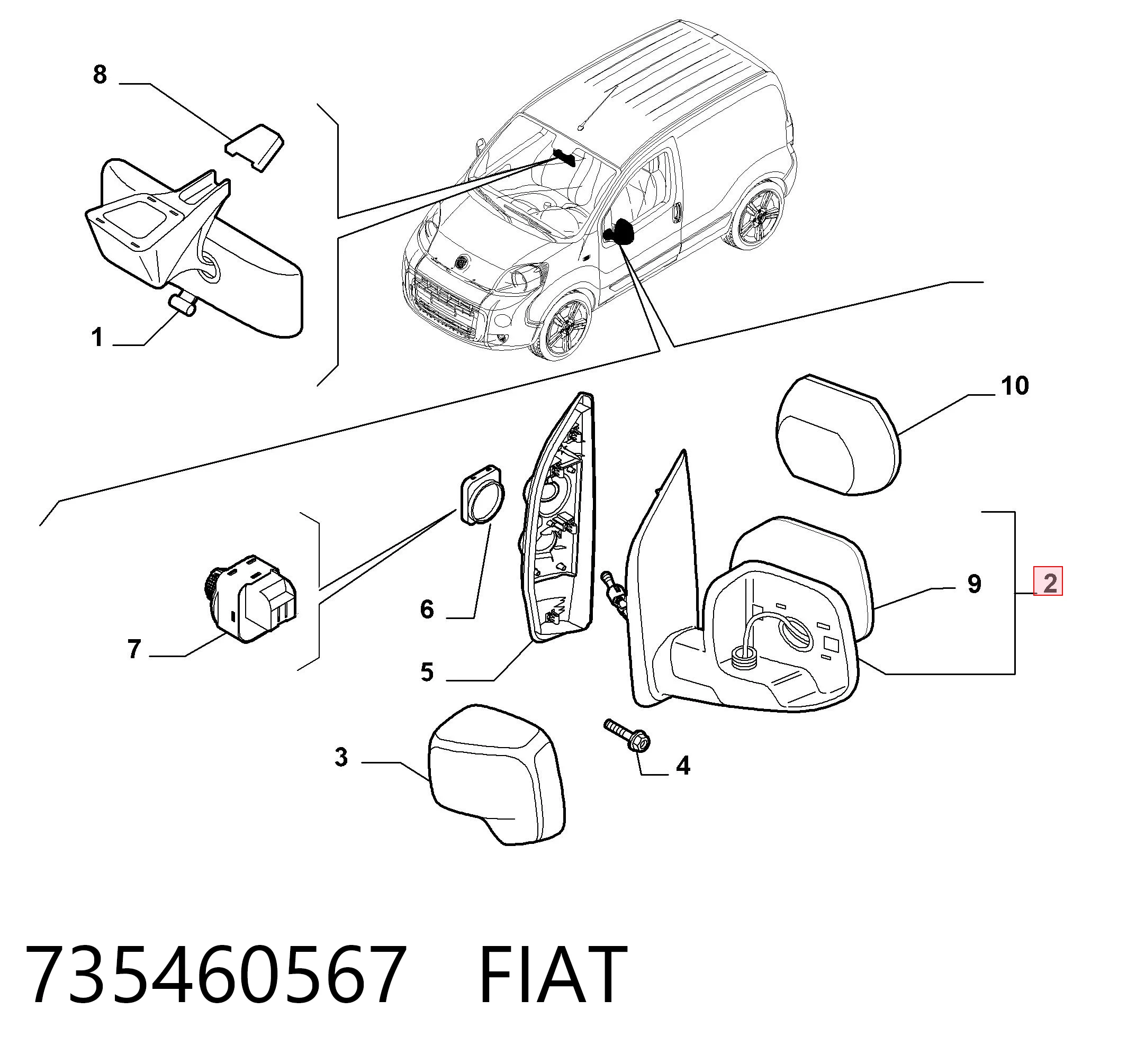 Compre 1638092380 Peugeot/Citroen Espelho de retrovisão direito