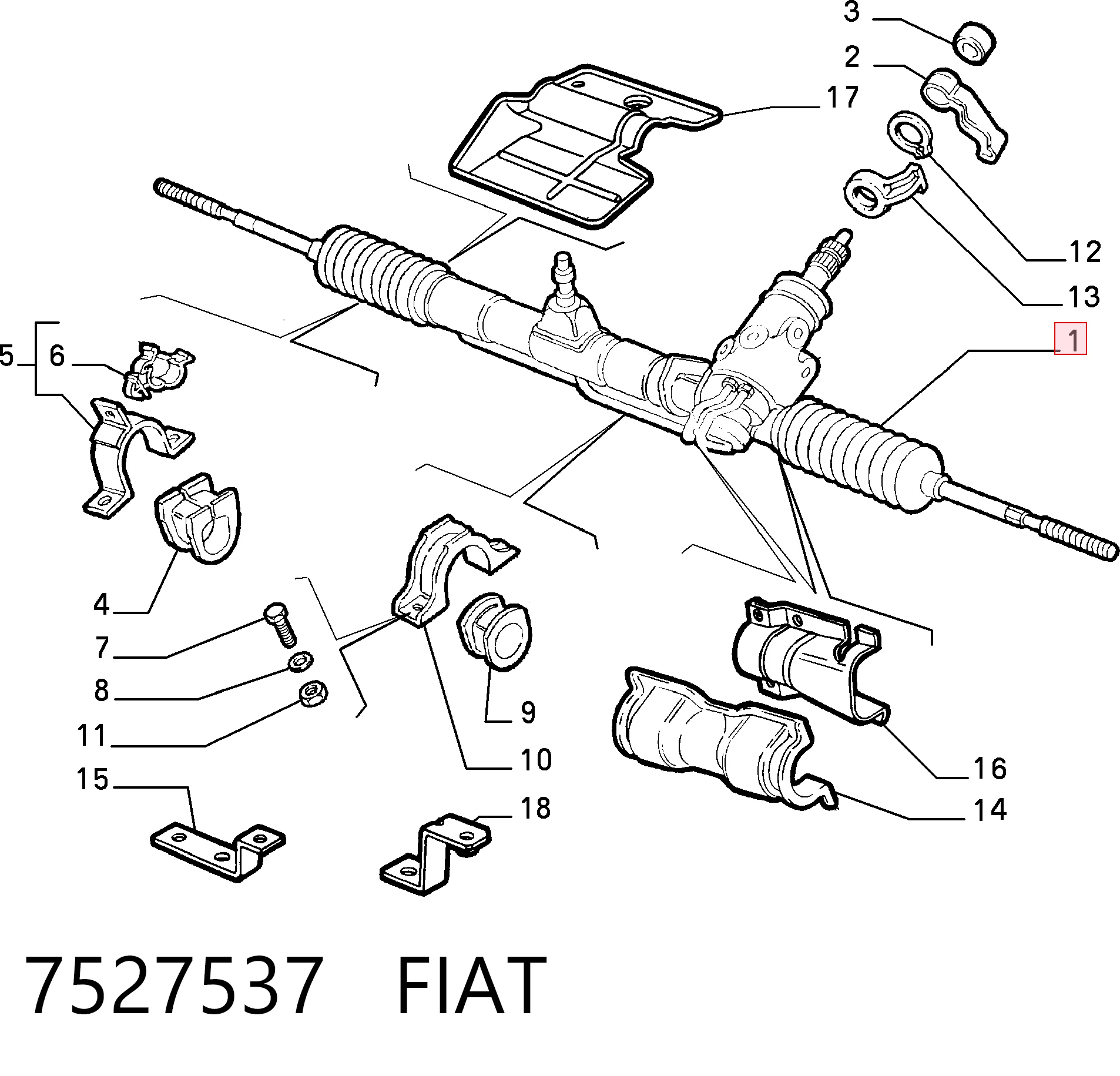 Cremalheira da direção para Fiat Fiorino 146 Uno