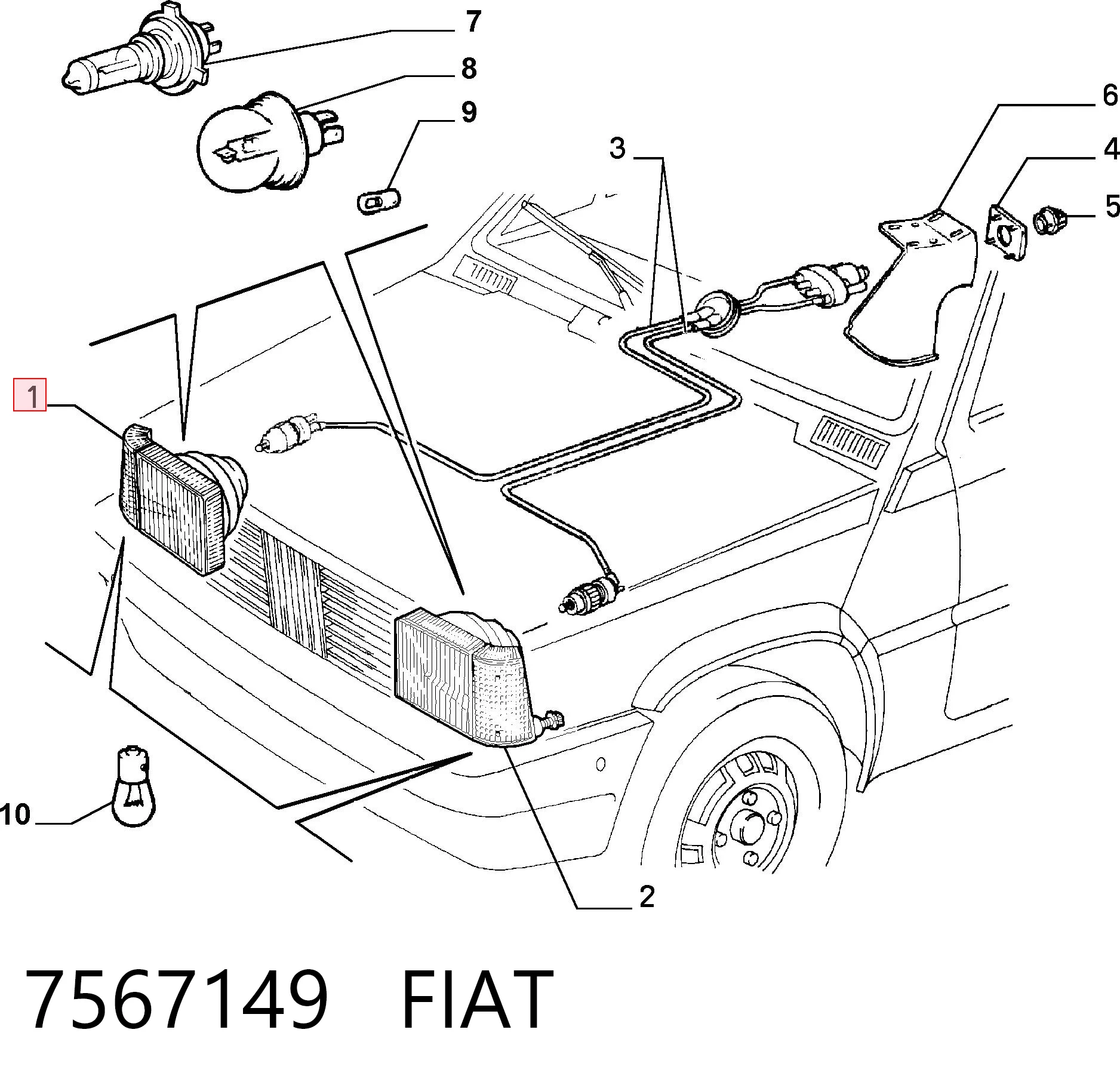 Luz direita Fiat Panda I 141A