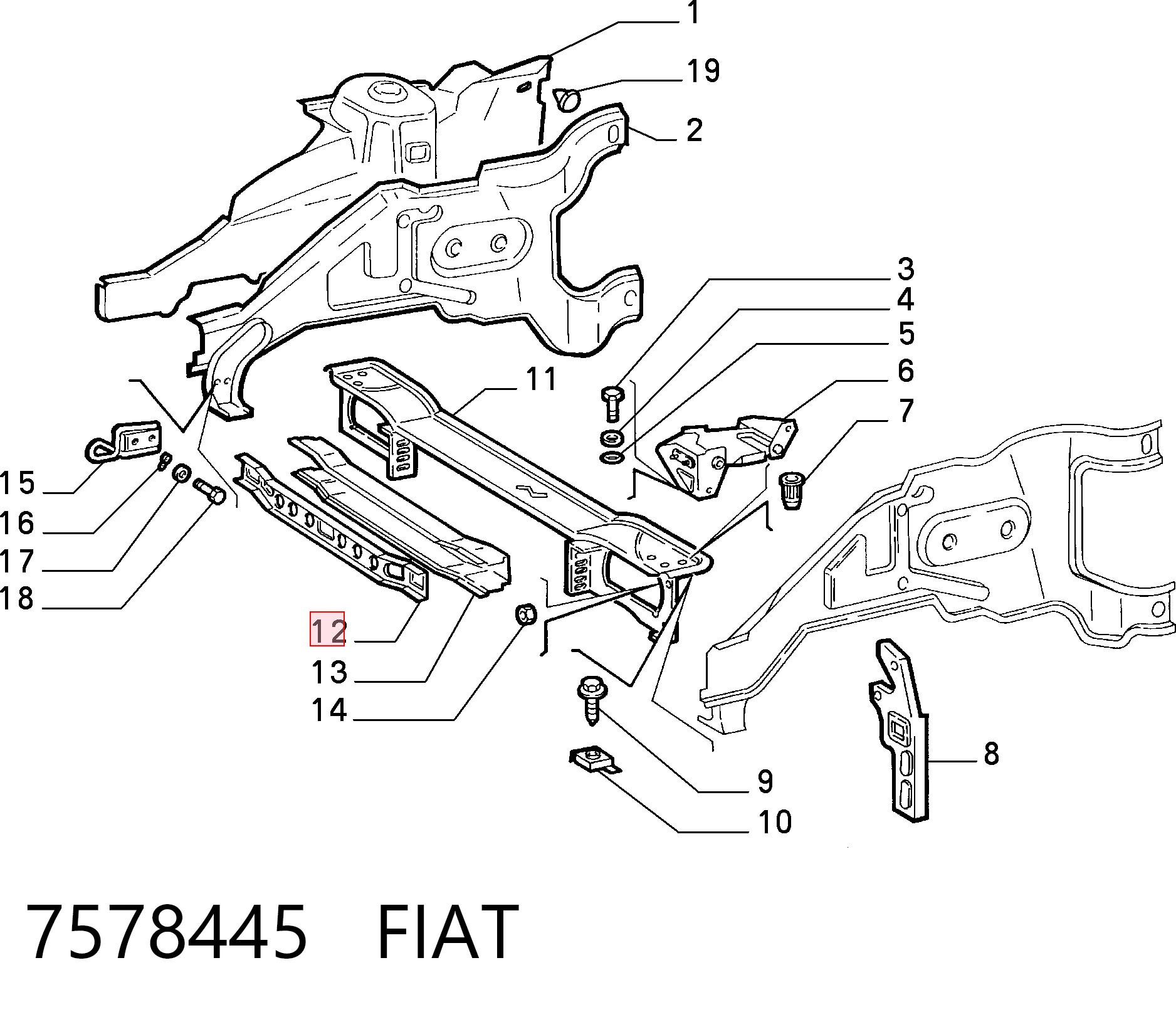 Reforçador do pára-choque dianteiro Fiat Tempra  159