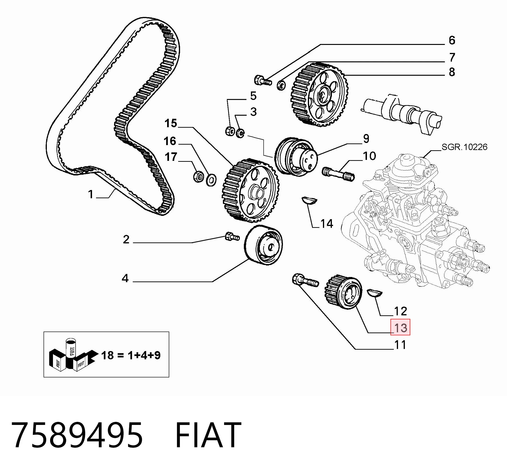 Polia de cambota para Fiat Uno  146A