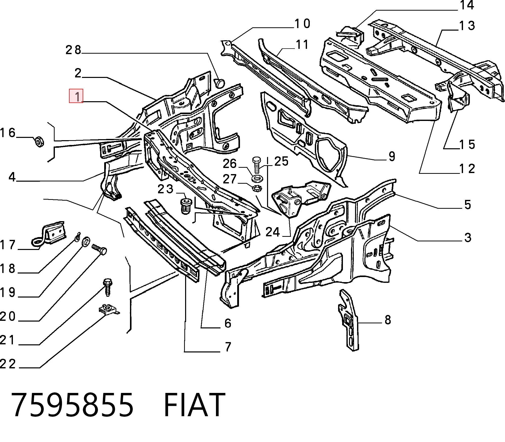Suporte do radiador montado (painel de montagem de fixação das luzes) Fiat Tempra  159 ao melhor preço