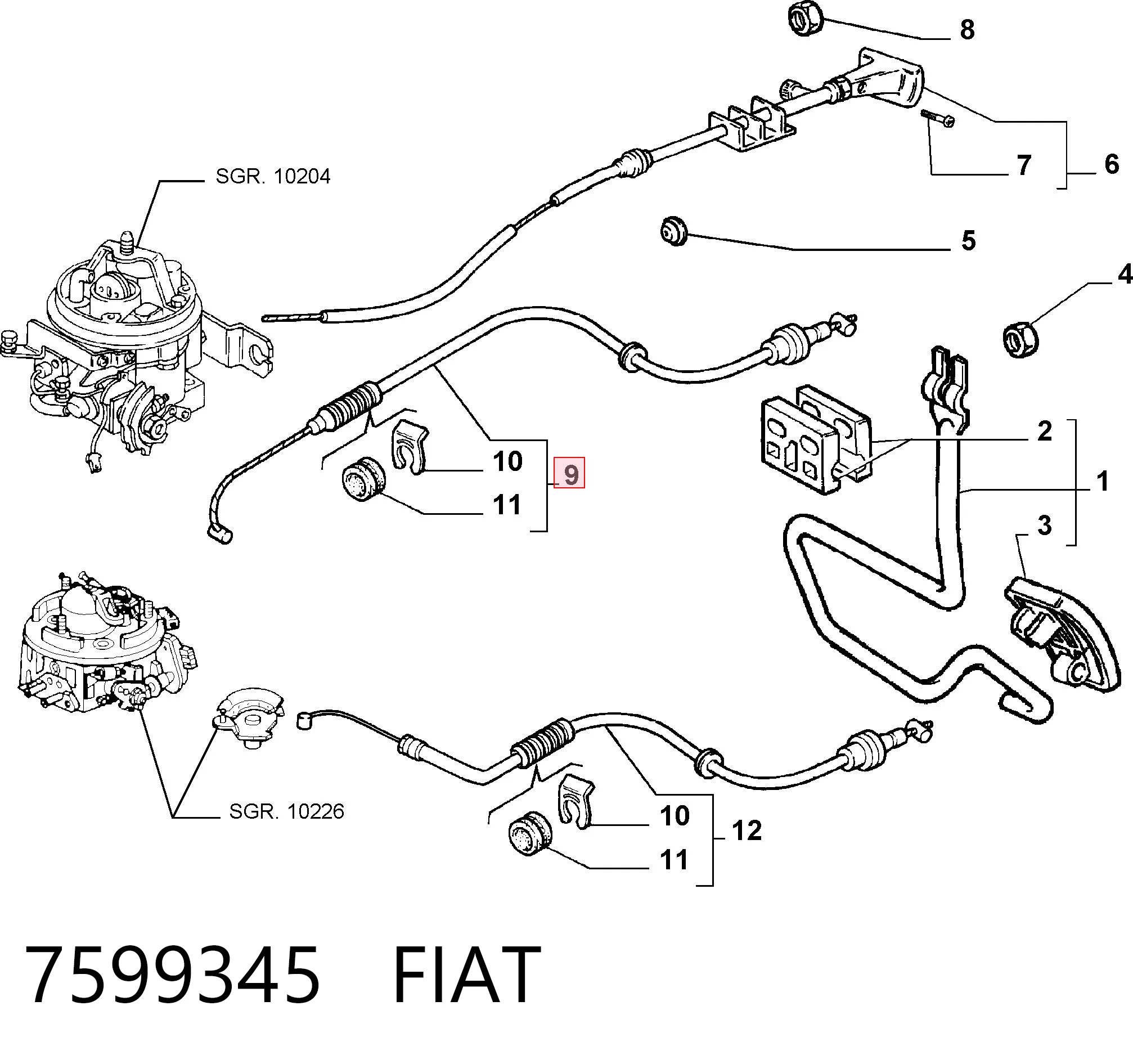 Cabo/pedal de gás (de acelerador) Fiat Tempra  159 ao melhor preço