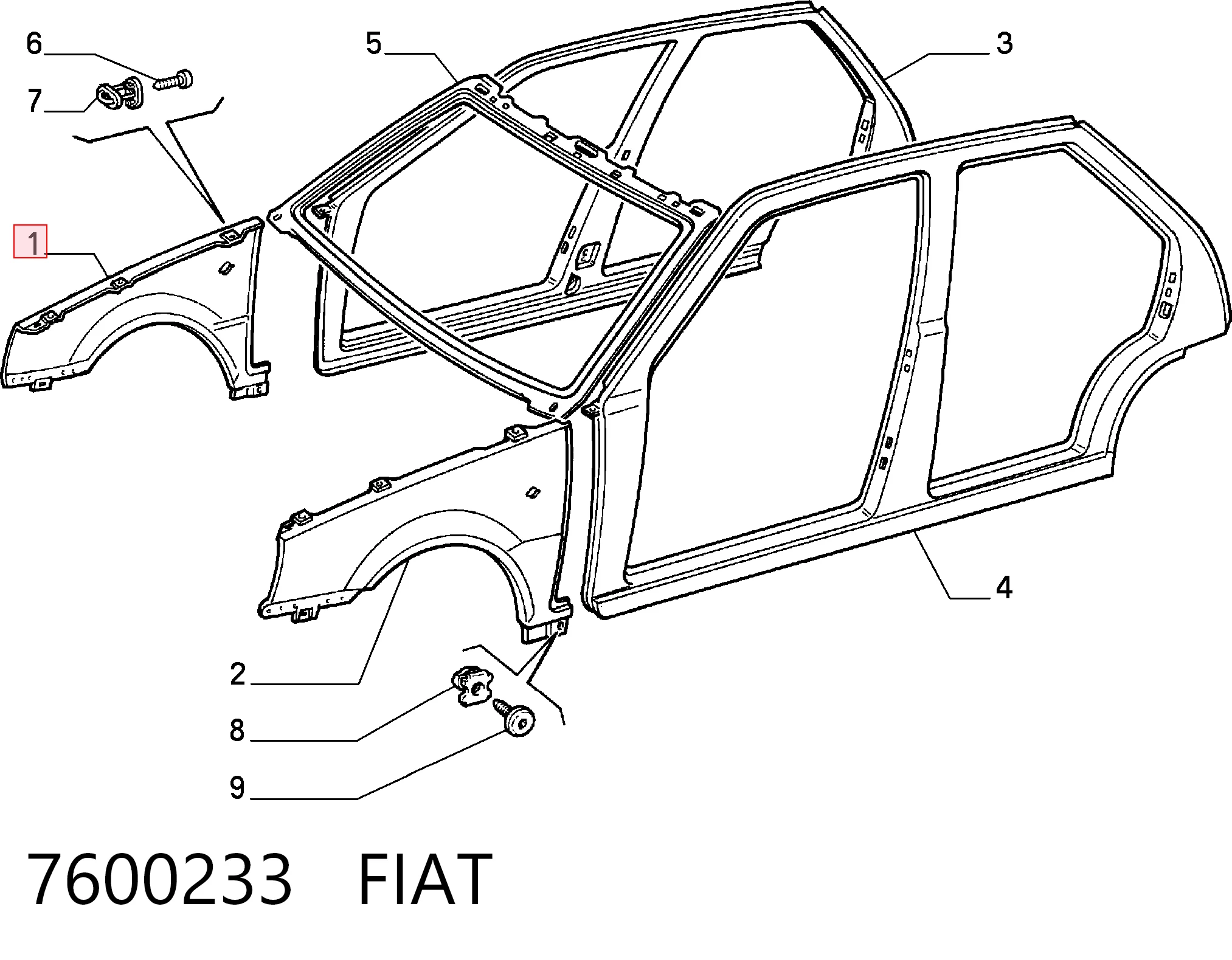  Pára-lama dianteiro direito Fiat Tipo hatchback (160) (1987 - 1996) 