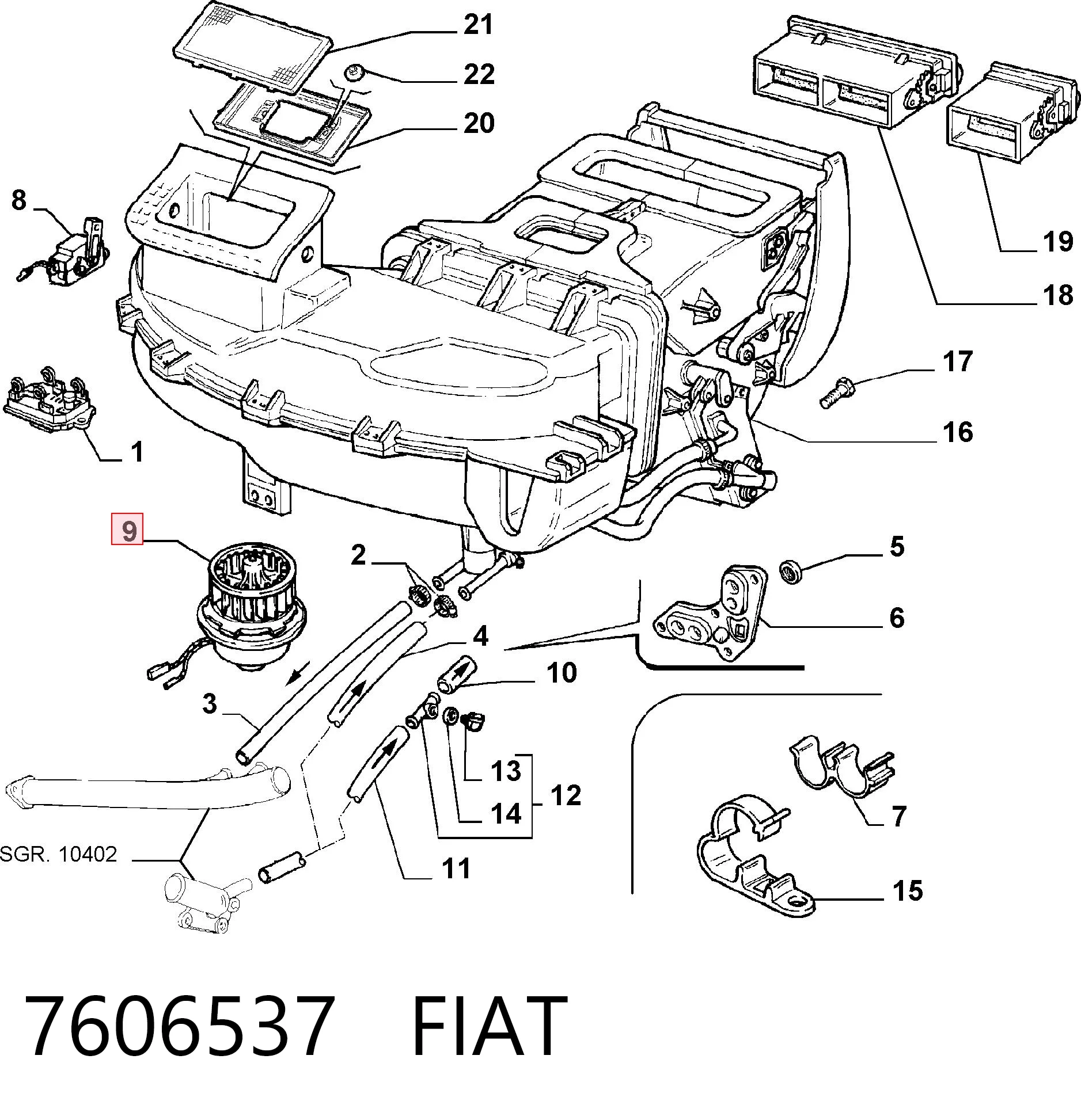 Motor de ventilador de forno (de aquecedor de salão) Fiat Brava  182